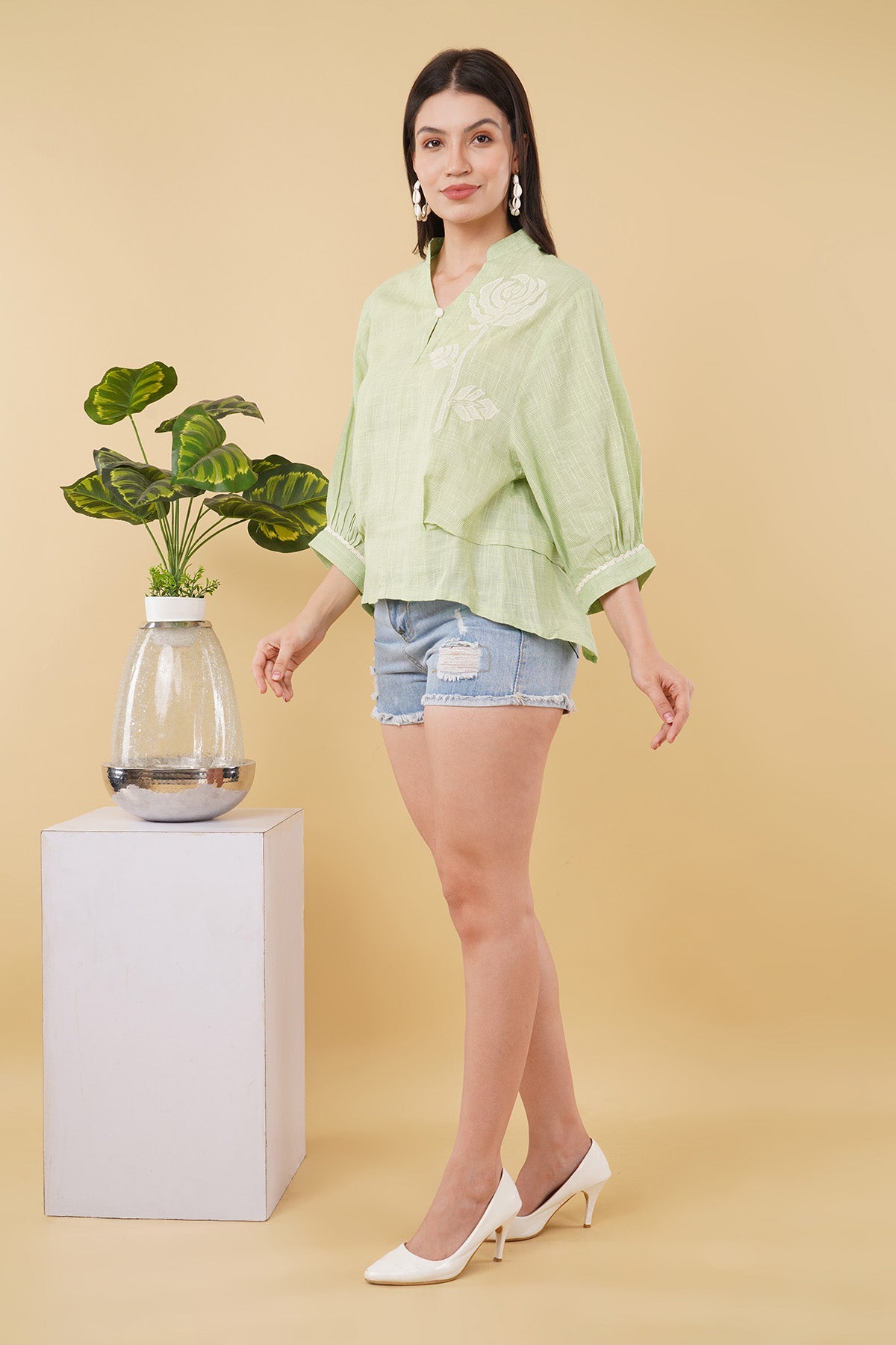 Green Lace Handloom Cotton Top