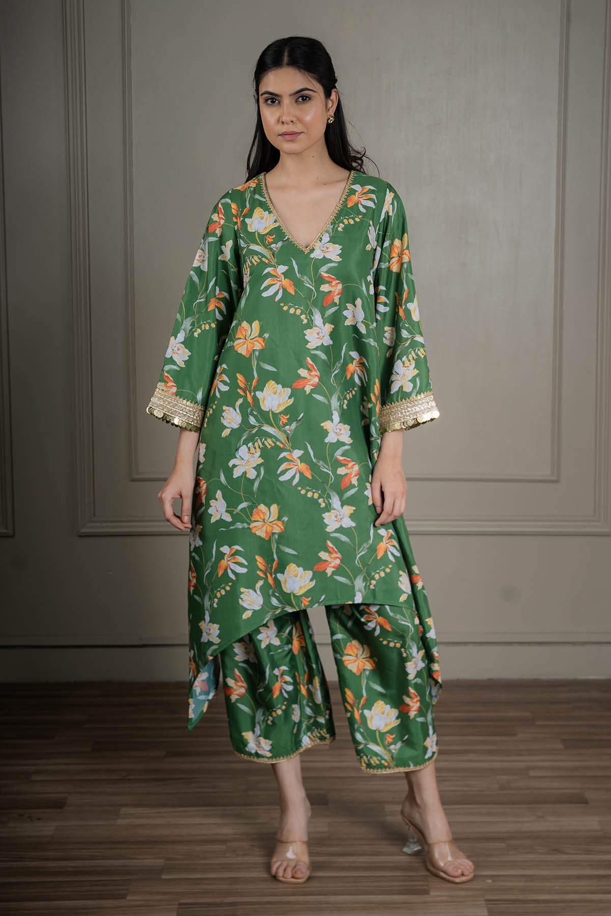 Buy Green Lacework Flowy Co-ord Set by Shop Gulmohar for women online at ScrollnShops