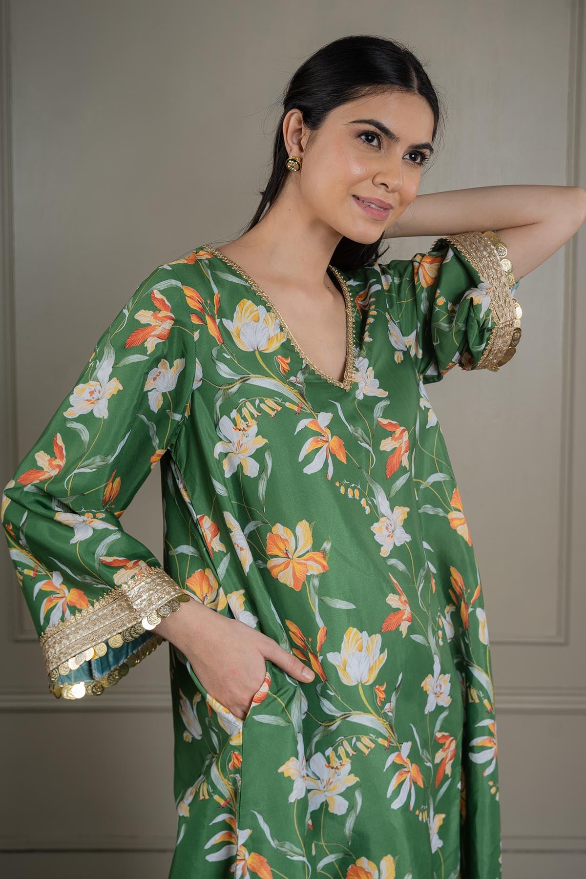 Green Lacework Flowy Co-ord Set