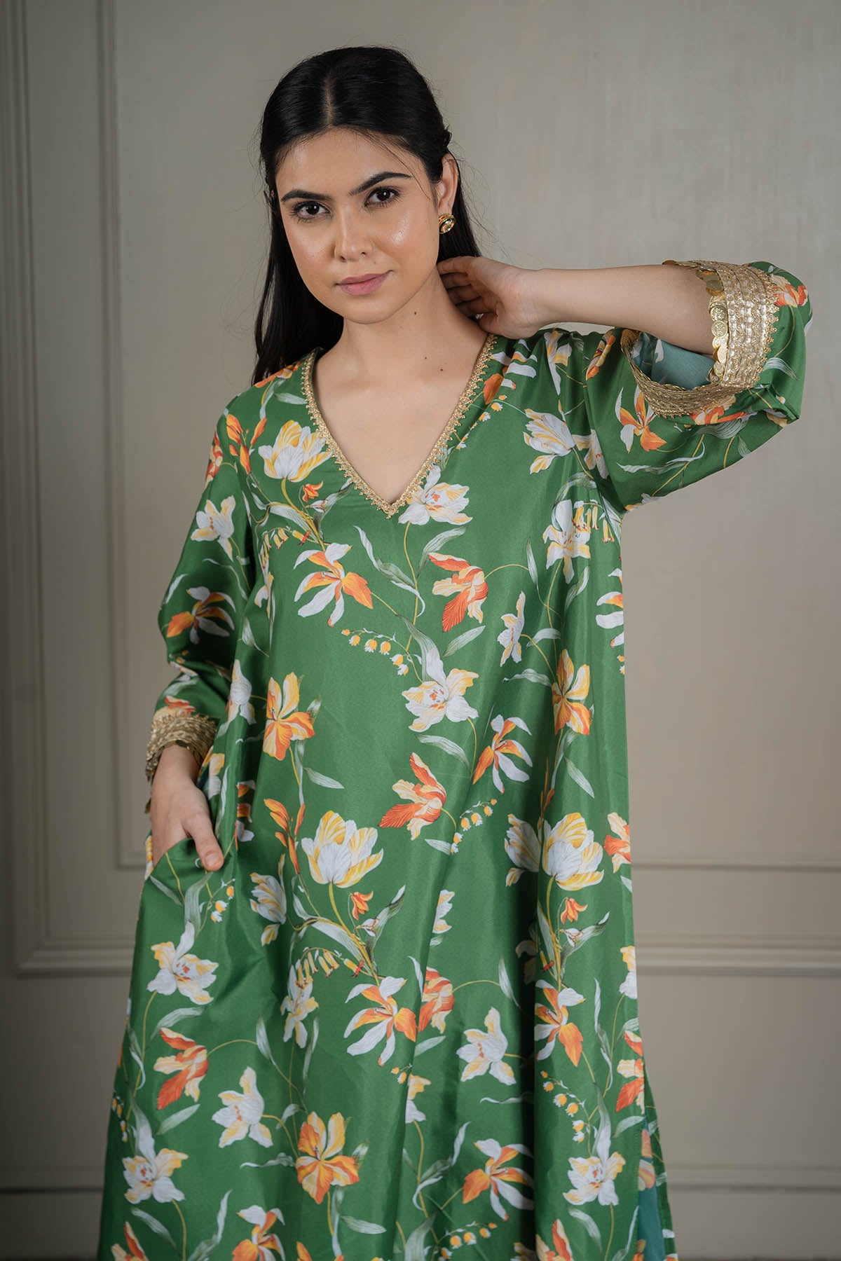 Green Lacework Flowy Co-ord Set