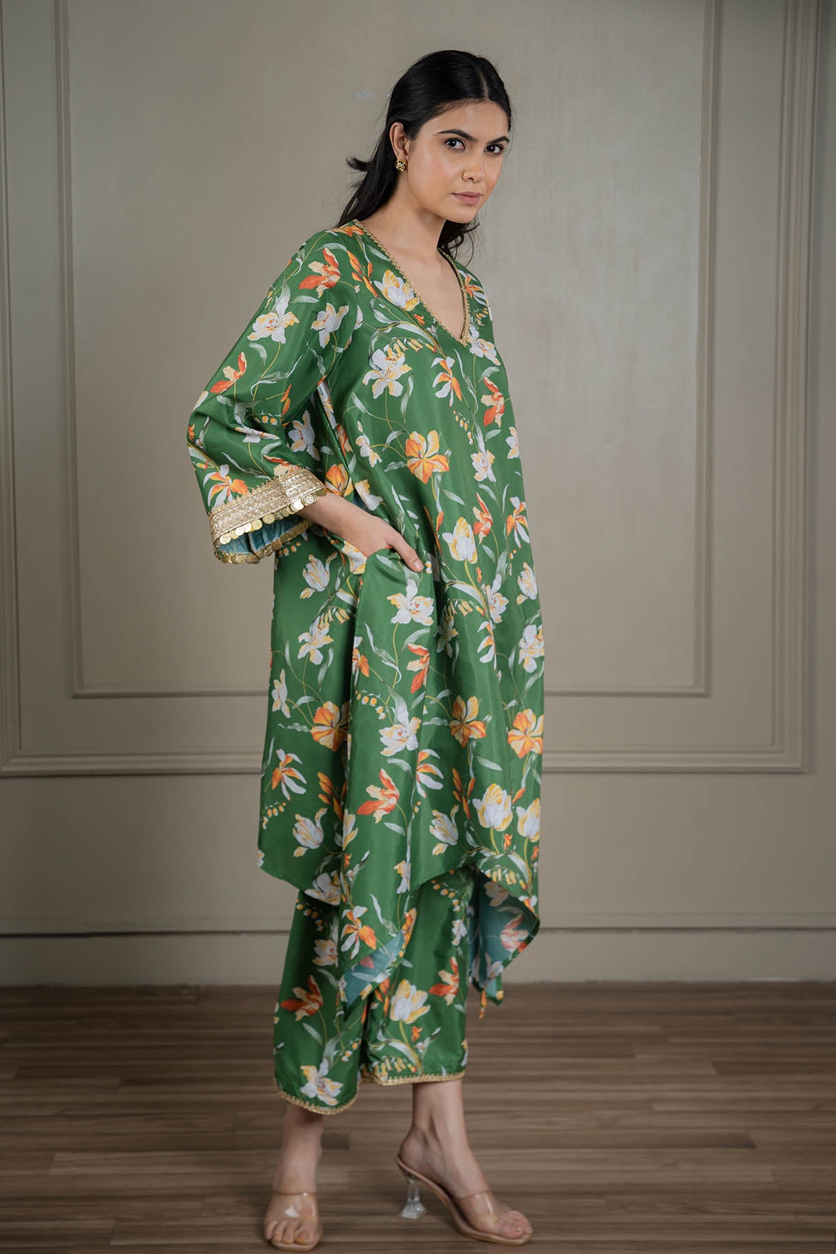 Green Lacework Flowy Co-ord Set