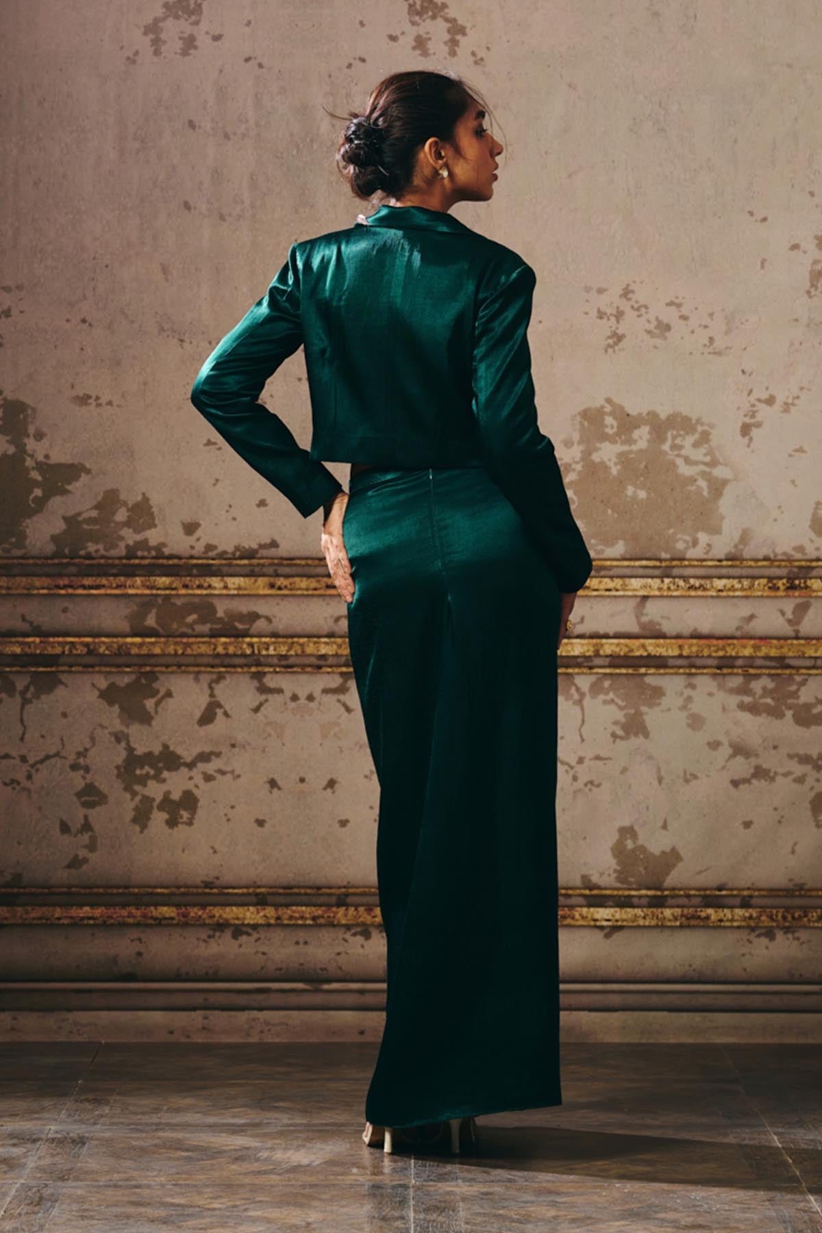 Green Mashroo Indo-Western Set