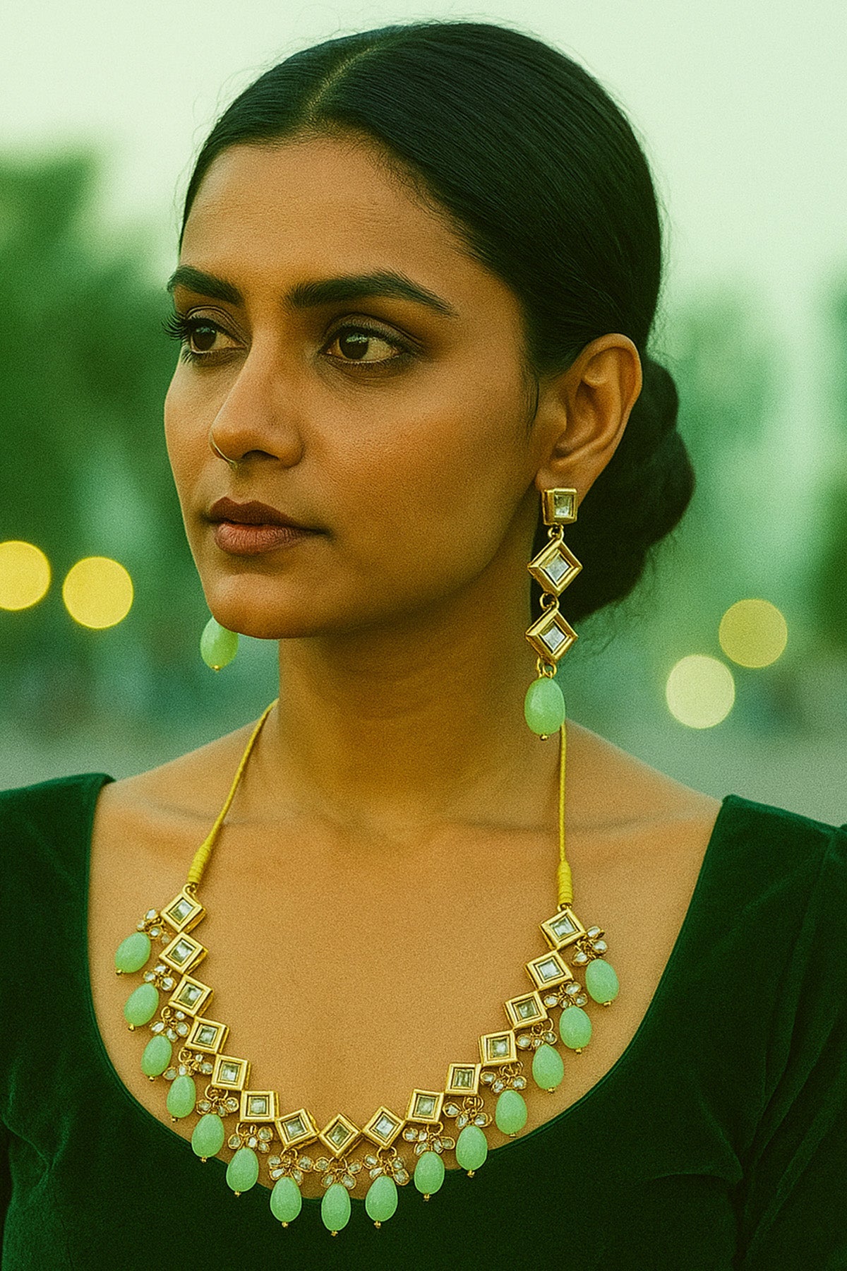 Buy Green Meenakari Jewellery Set for women by beauty spot jewellery online available at scrollnshops