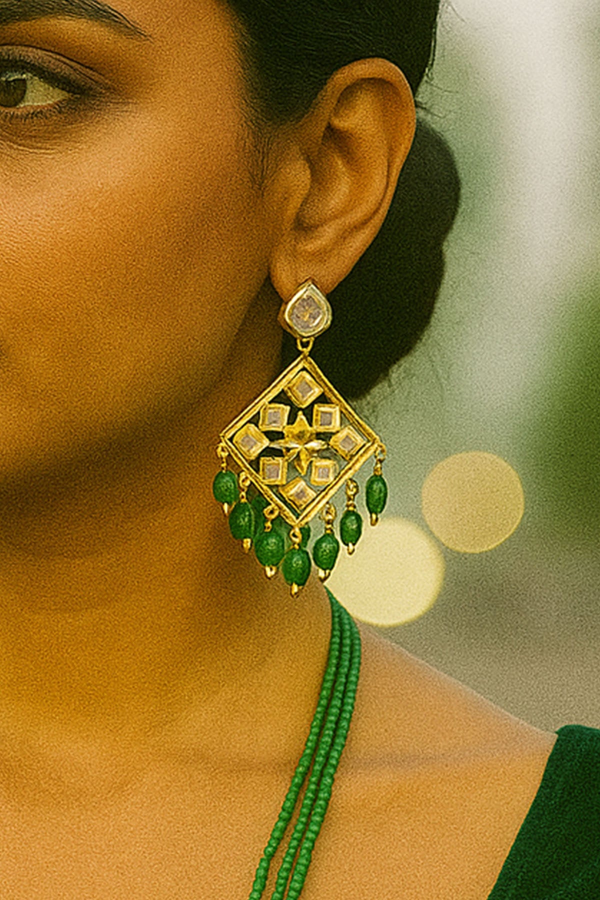 Buy Green Mirror Mosaic Earrings for women by beauty spot jewellery online available at scrollnshops