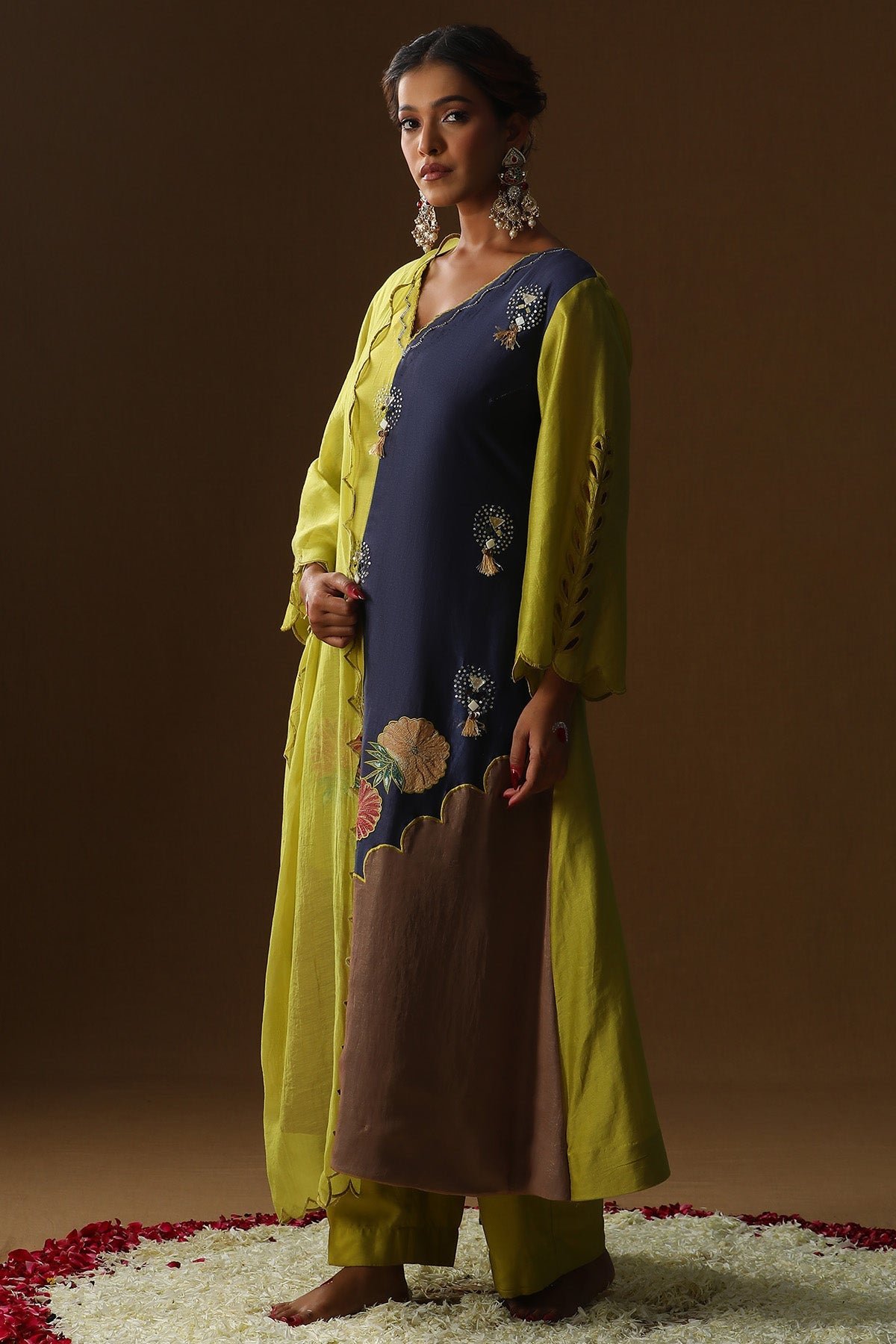 Buy Green Mirror Sequins Kurta Set for women by Arpita Sulakshana online available at scrollnshops