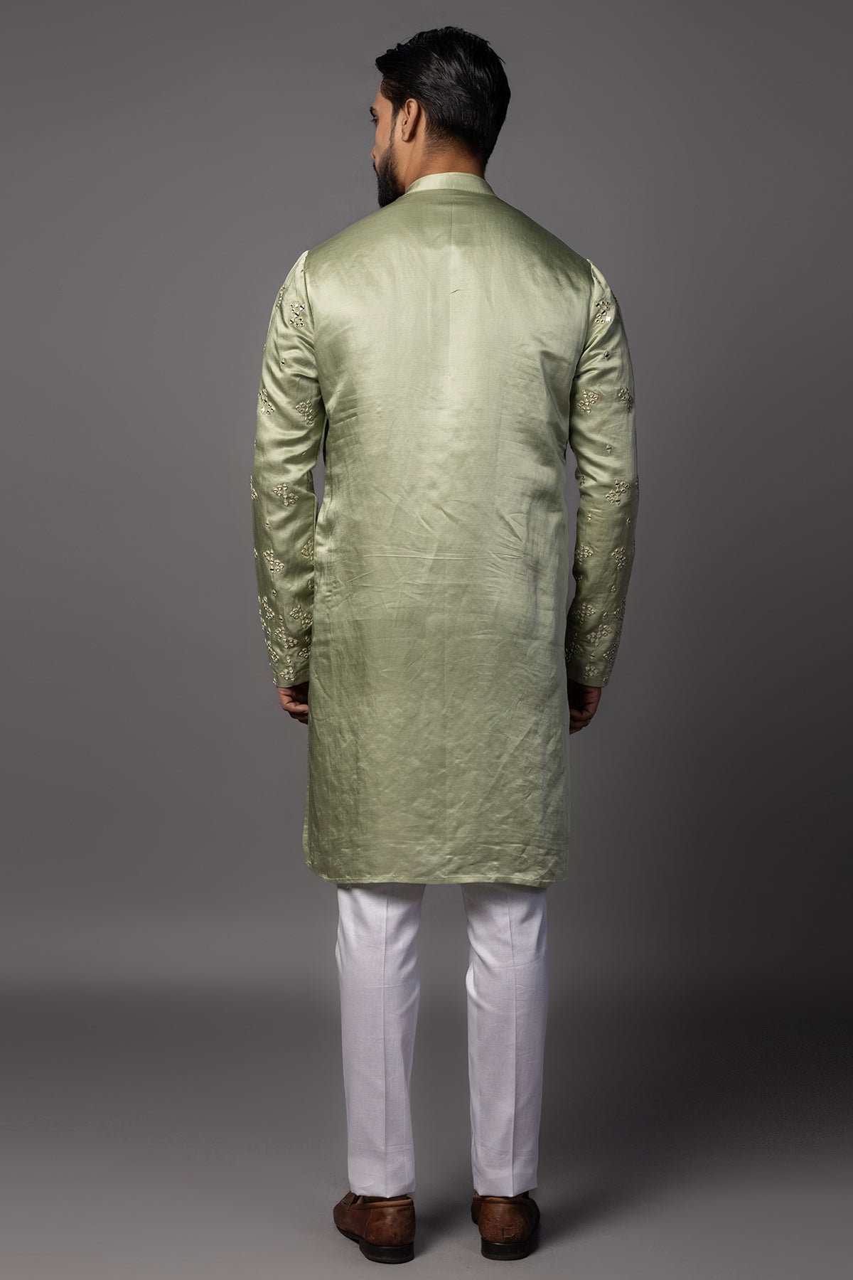 Green Mirror Work Kurta & Pants