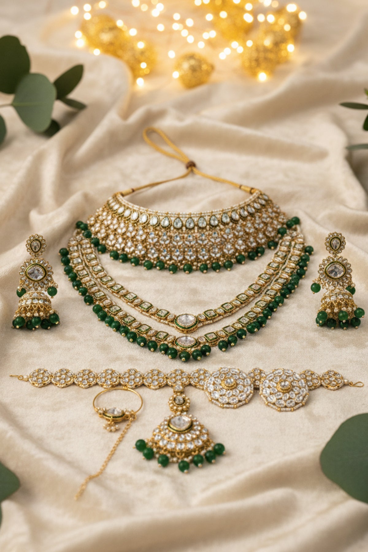 Buy  Green Mix Metal Jewellery Set for women by Inko & Co online available at scrollnshops