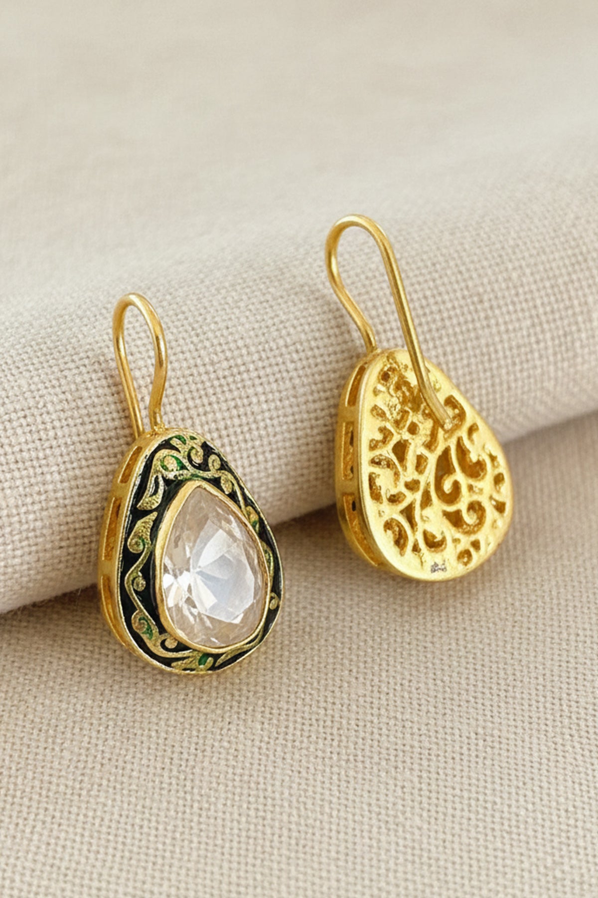 Green Moissanite Drop Earring