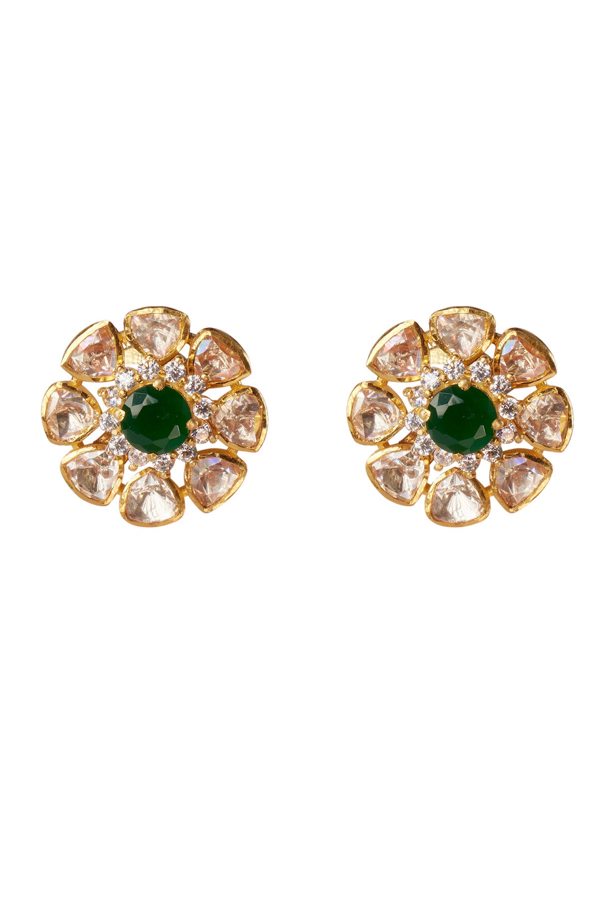 Green Moissanite Polki Danglers