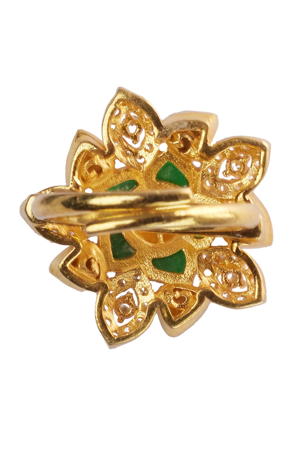 Moissanite Polki Green Ring