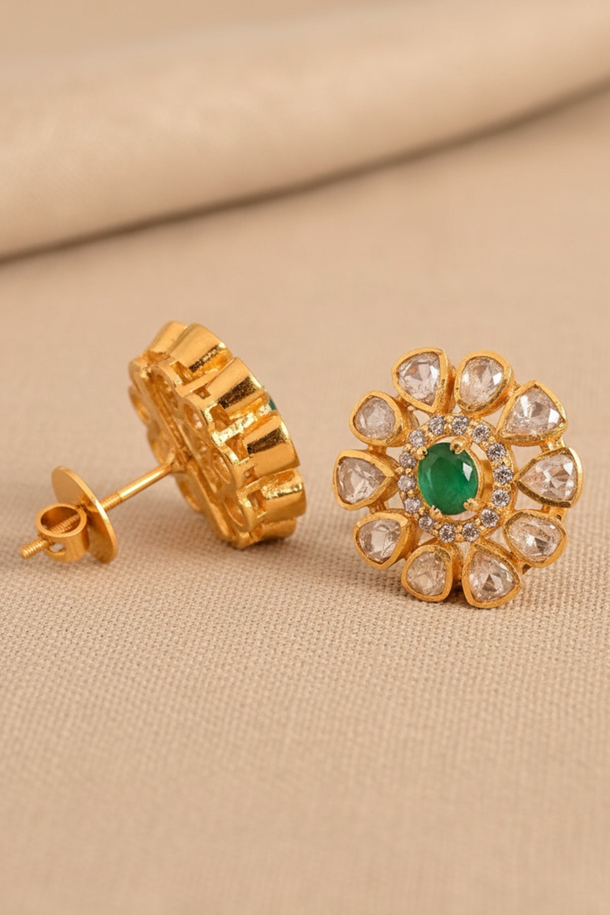 Green Moissanite Stud Earring
