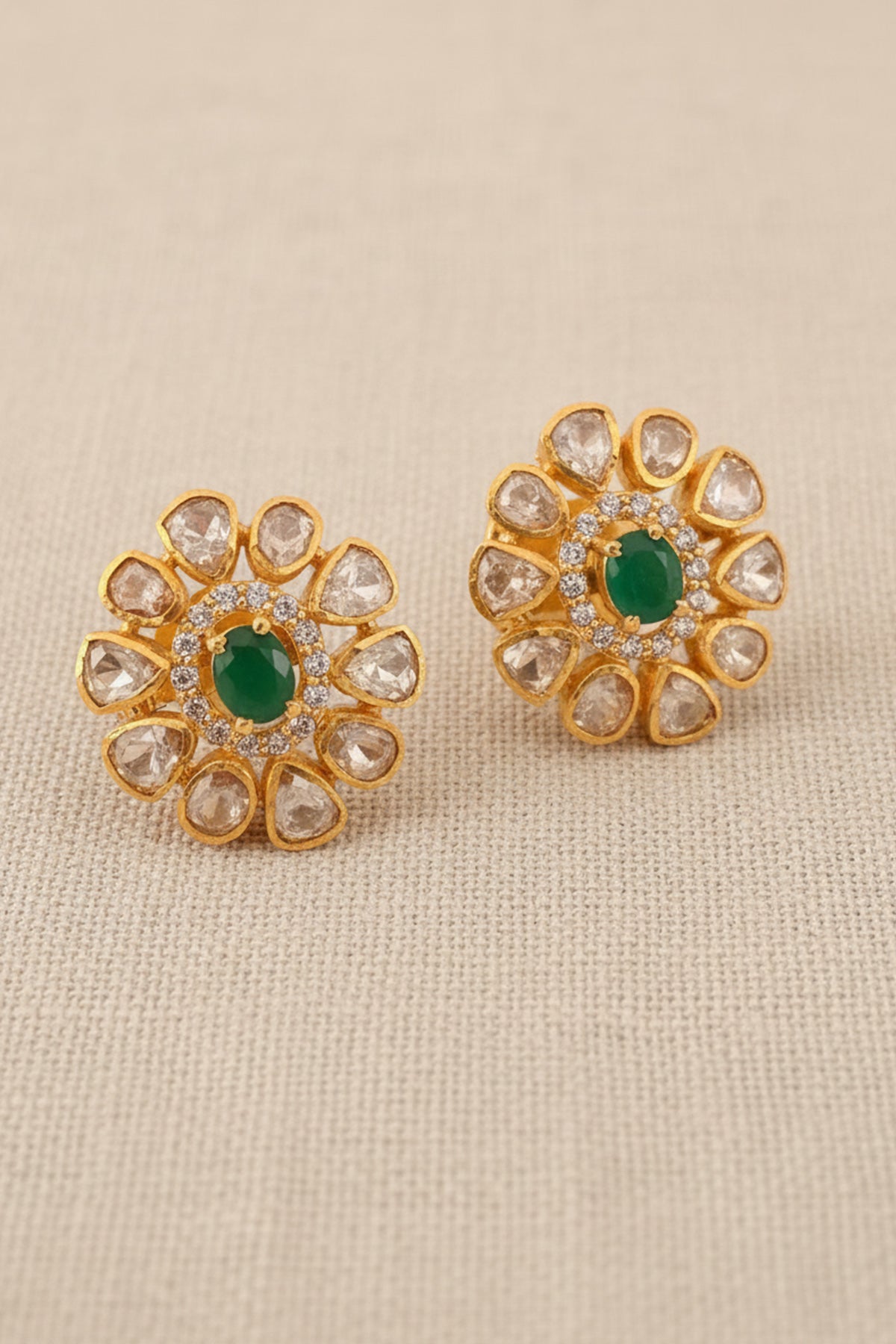 Green Moissanite Stud Earring