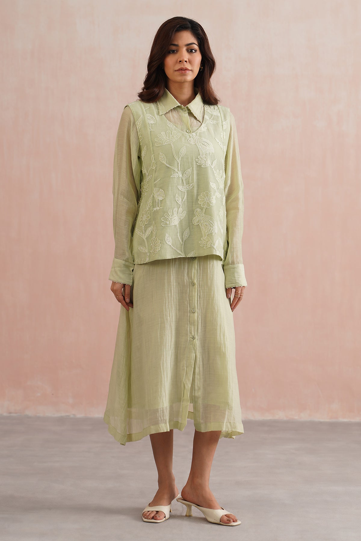 Buy Green Mul chanderi Dress & Top for women online available at Scrollnshops 