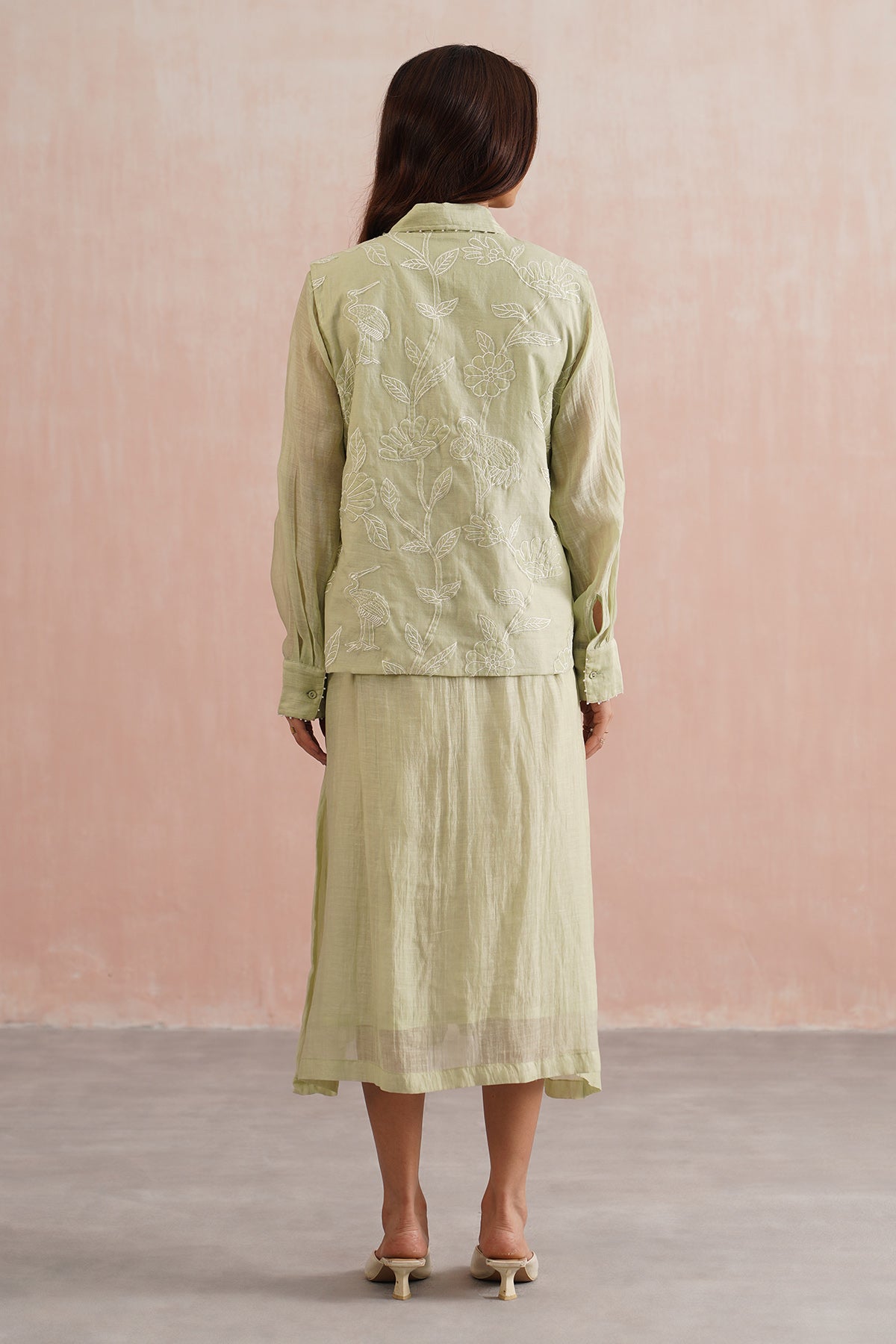 Green Mul Chanderi Dress & Top