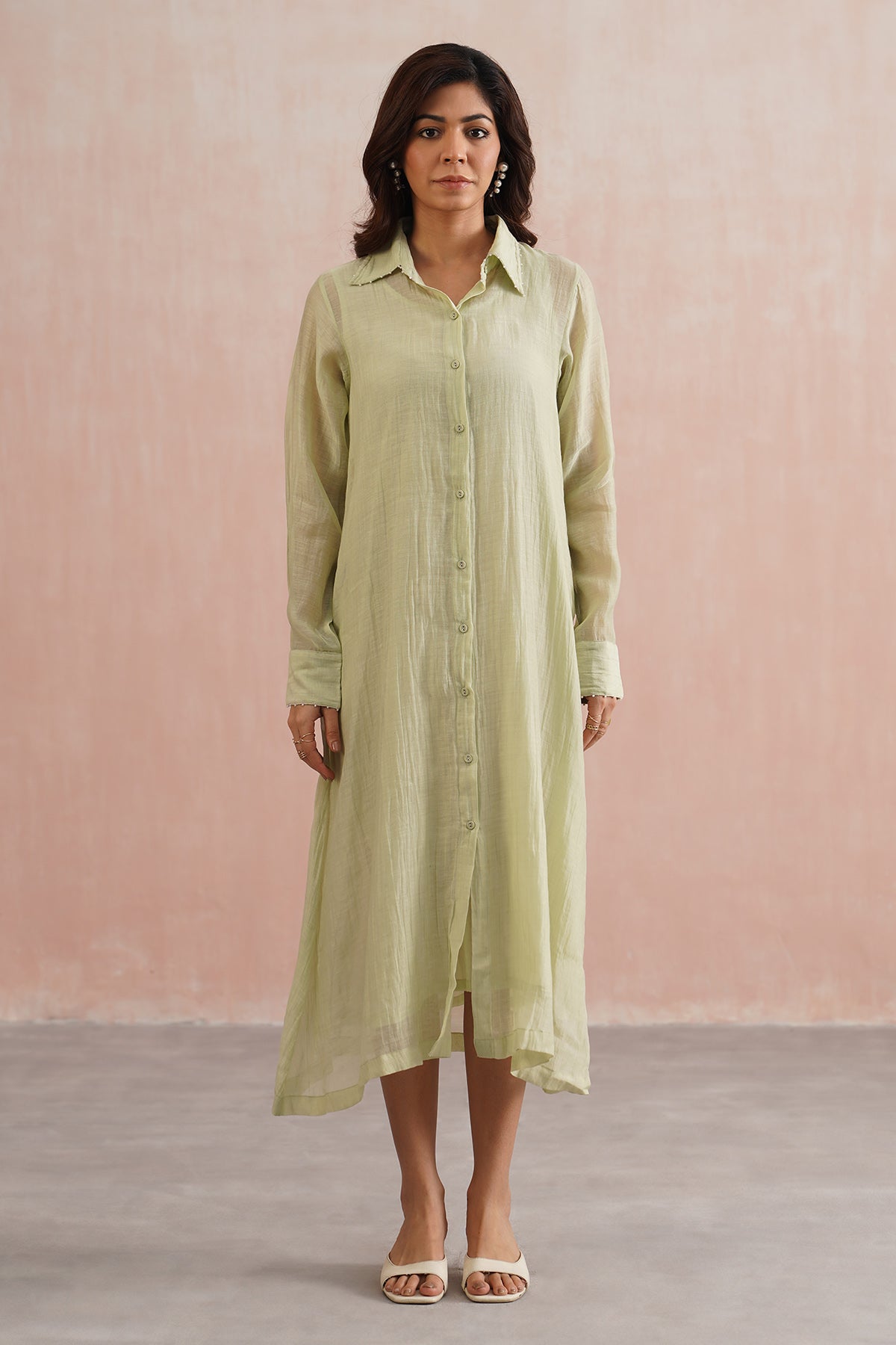 Green Mul Chanderi Dress & Top