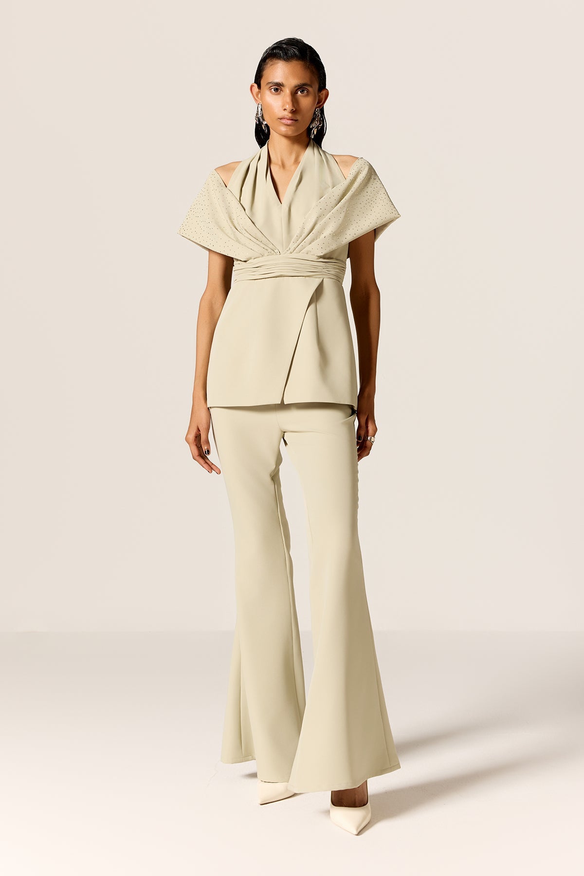 Buy Green Off-Shoulder Co-ord Set by Manika Nanda for Women online at ScrollnShops