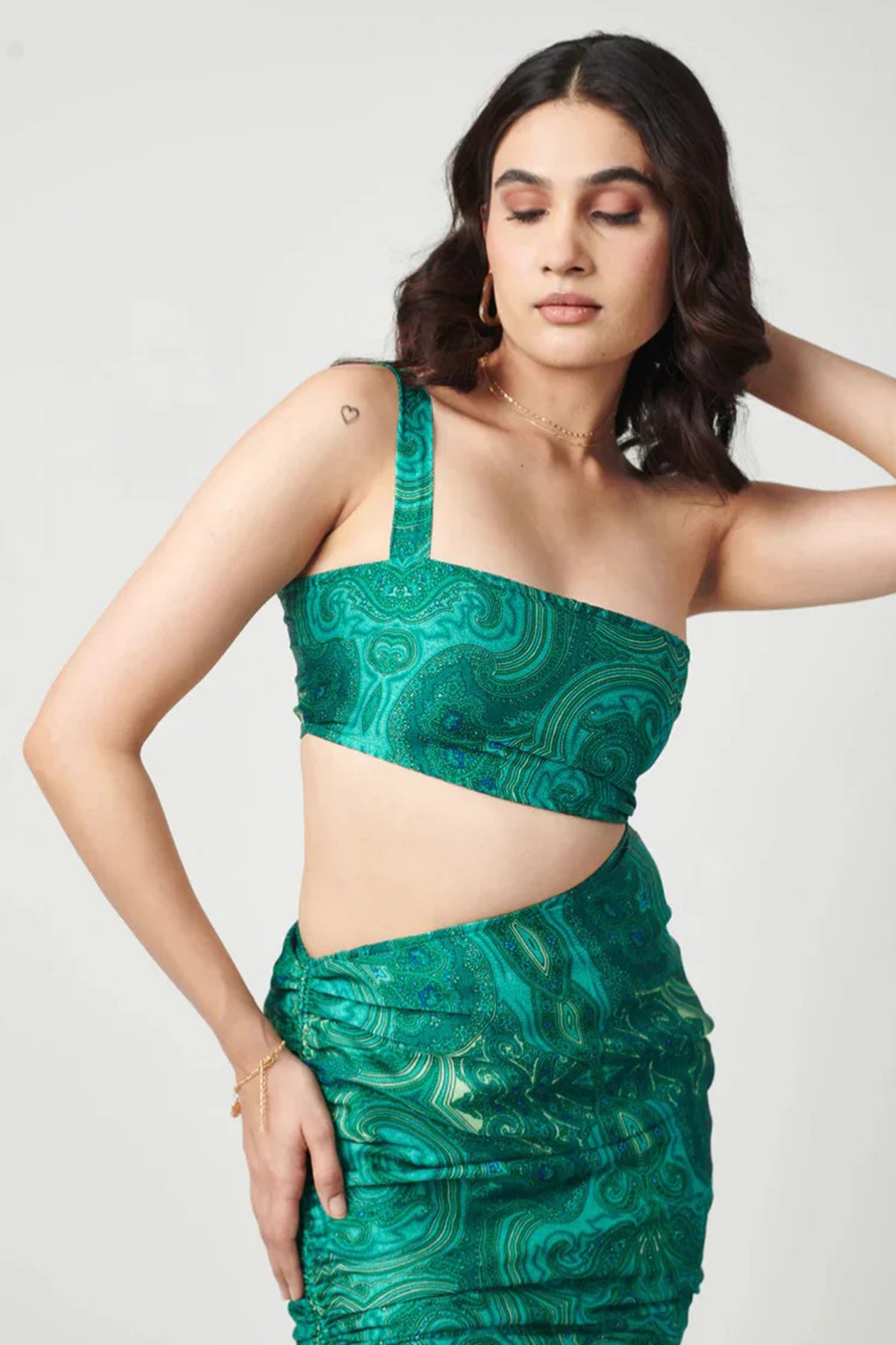 Green One Shoulder Mini Dress