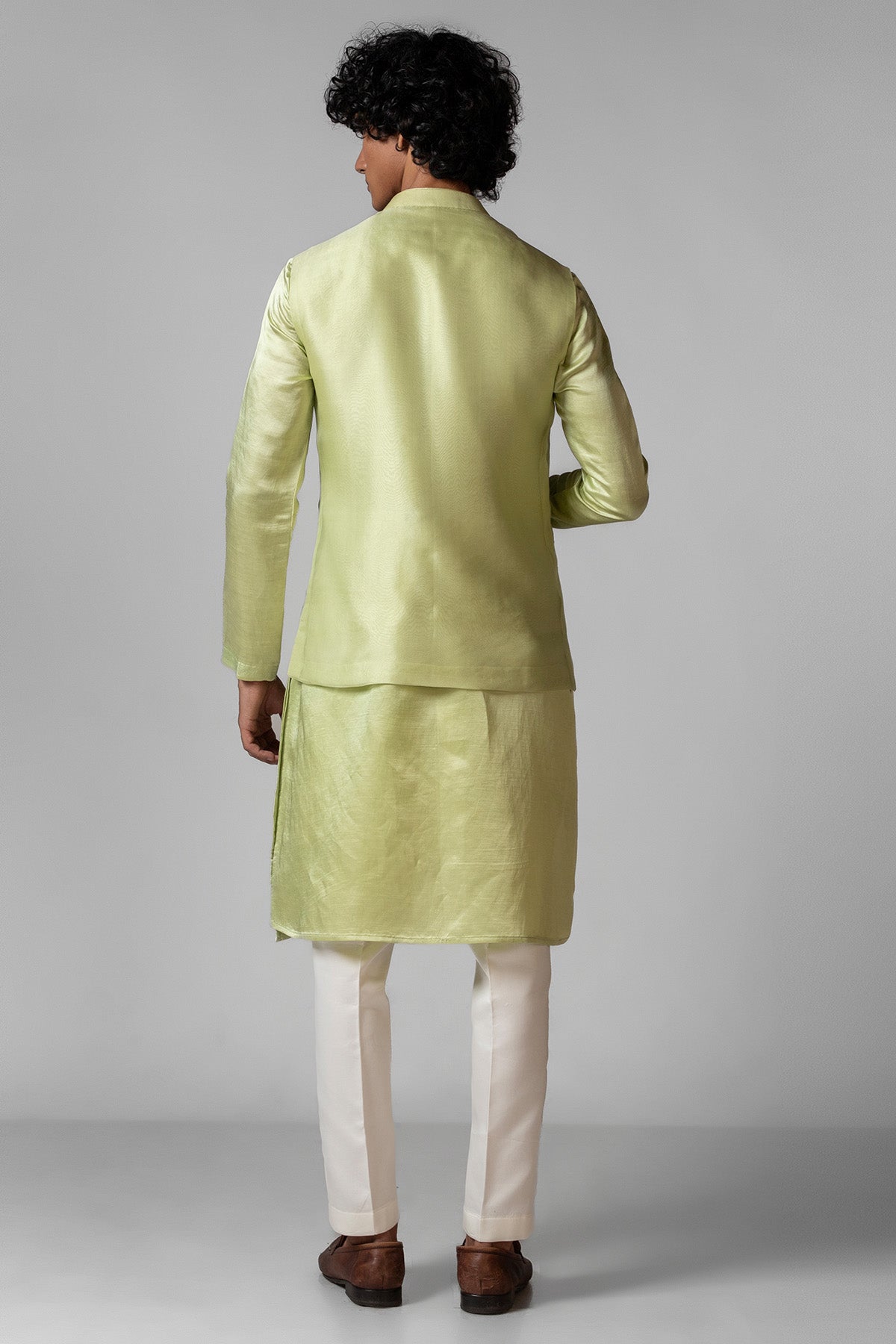 Green Organza Resham Kurta Set
