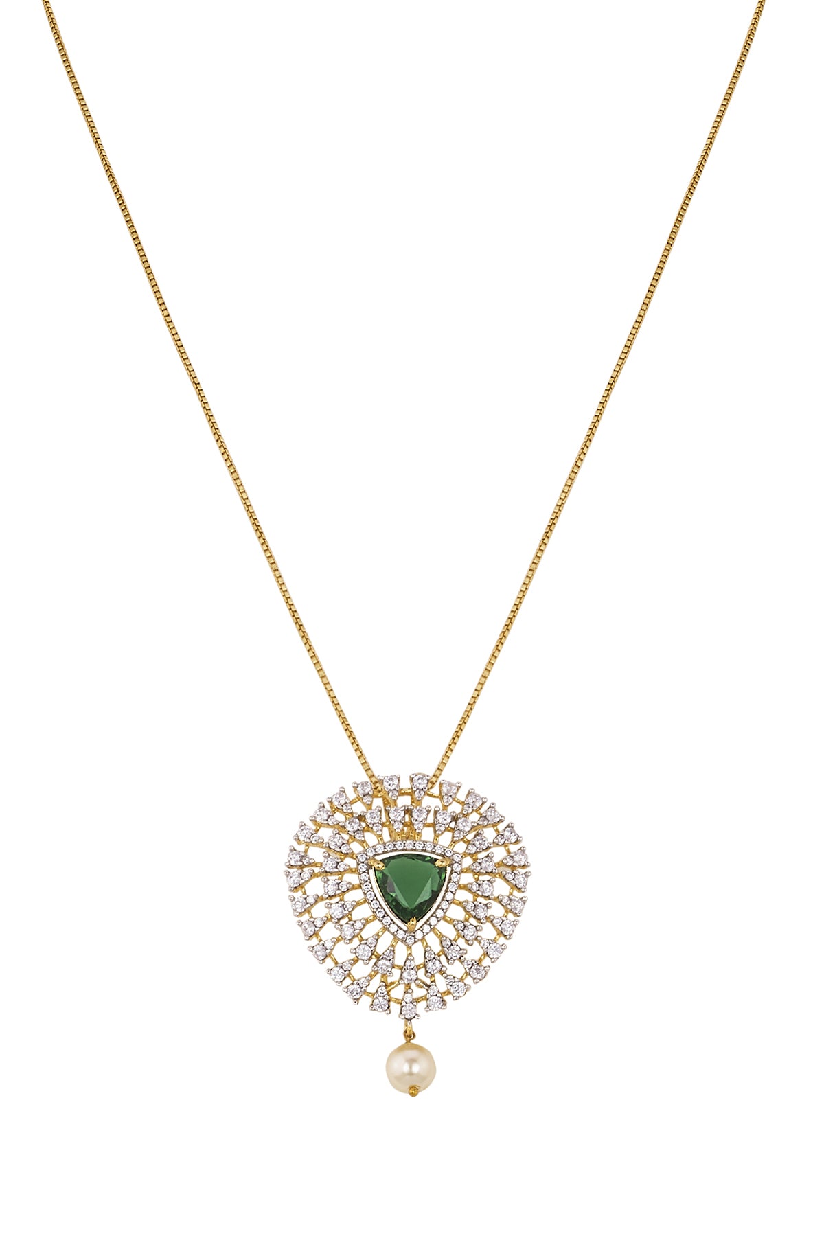 Green Oval Pendant & Earrings