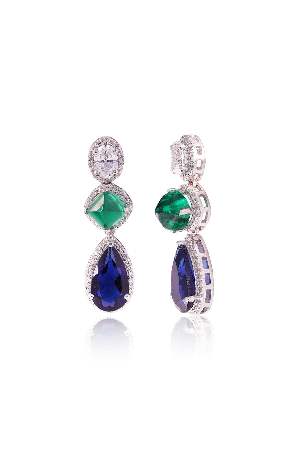 Buy Green Oval Stone Spark Earrings by Prata for women online at ScrollnShops