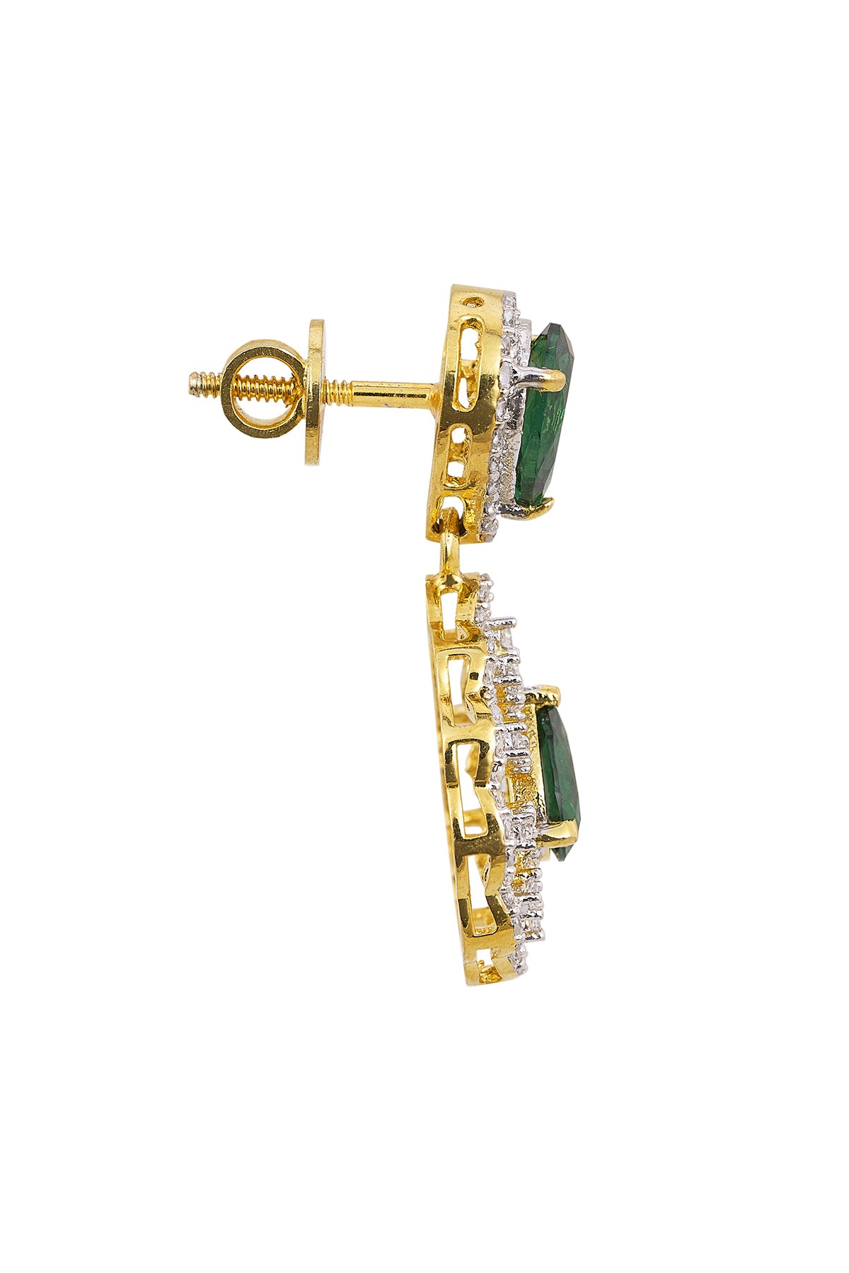 Green Oval Stone Stud Earrings