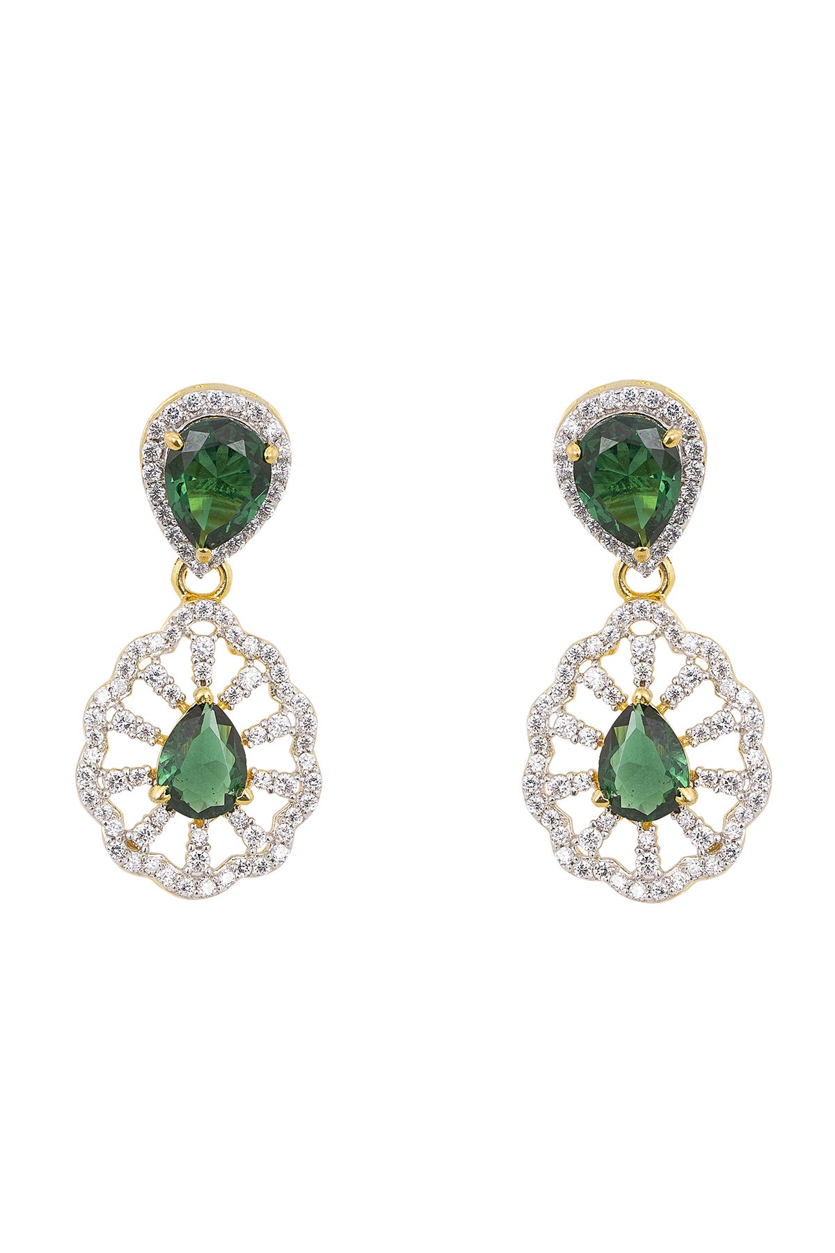 Green Oval Stone Stud Earrings