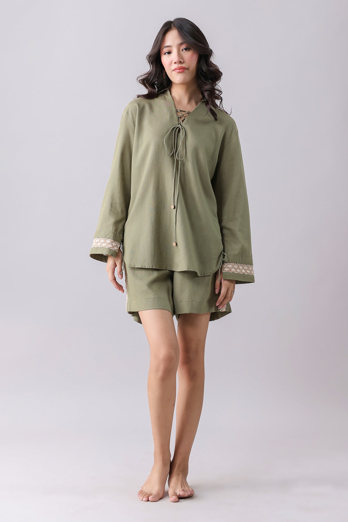 Buy Green Oversized Shirt & Shorts by Why Look West for women online at ScrollnShops