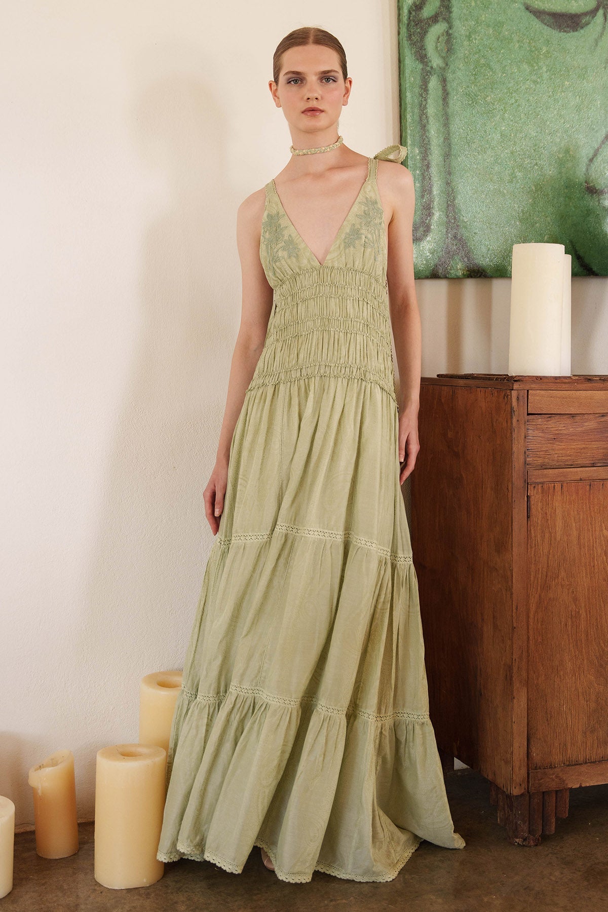 Buy Green Paisley Printed Maxi Dress for Women at ScrollnShops Buy Green Paisley Printed Maxi Dress for Women at ScrollnShops