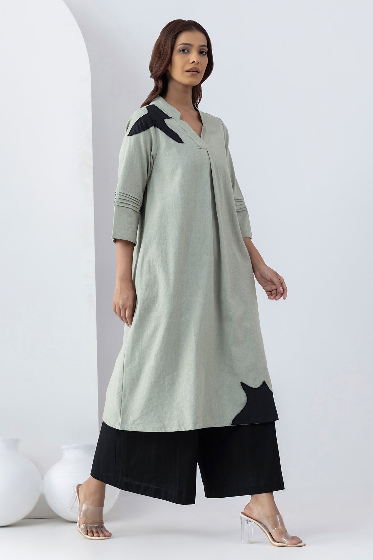 Green Patchwork A-Line Tunic
