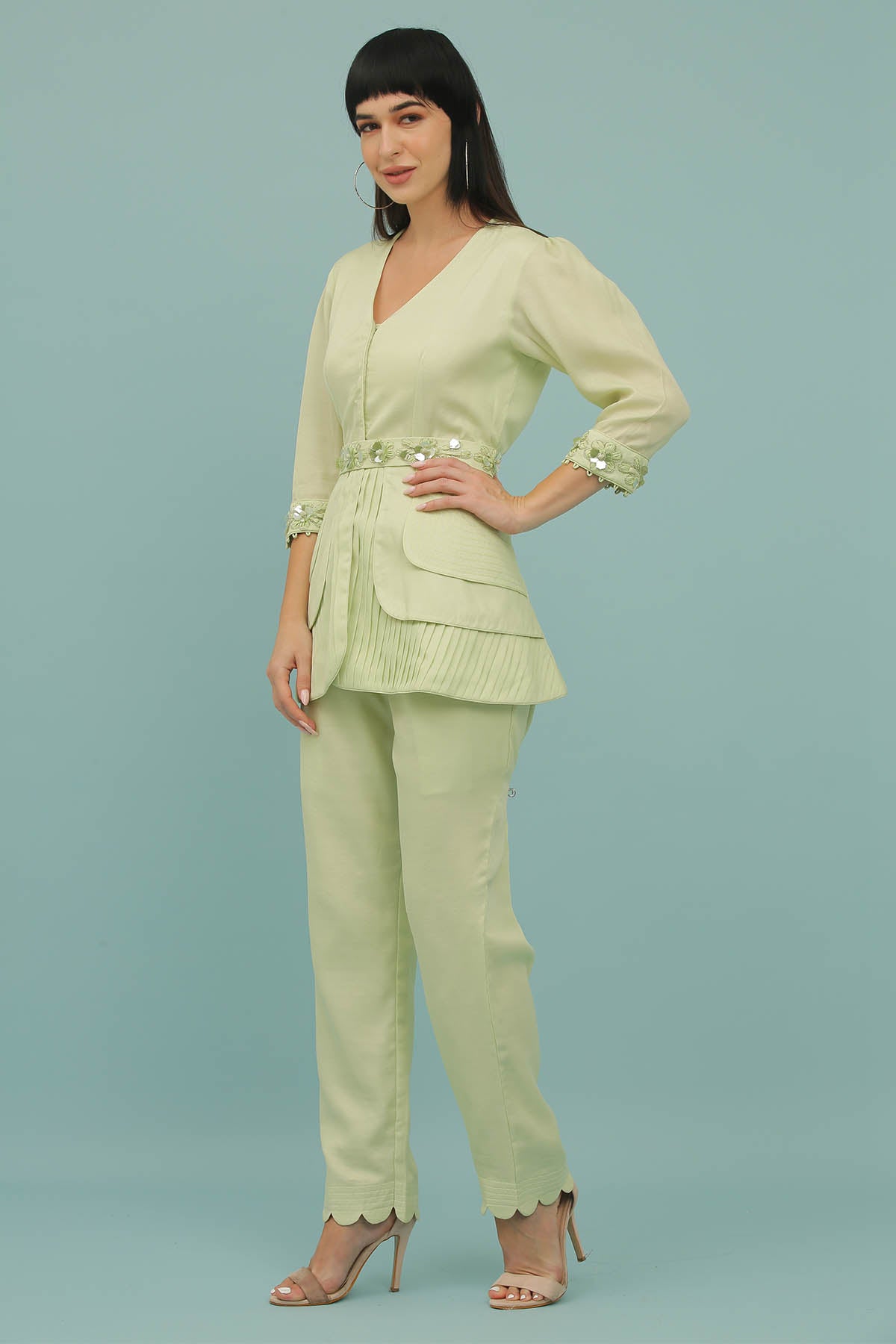 Green Patchwork Top & Pants