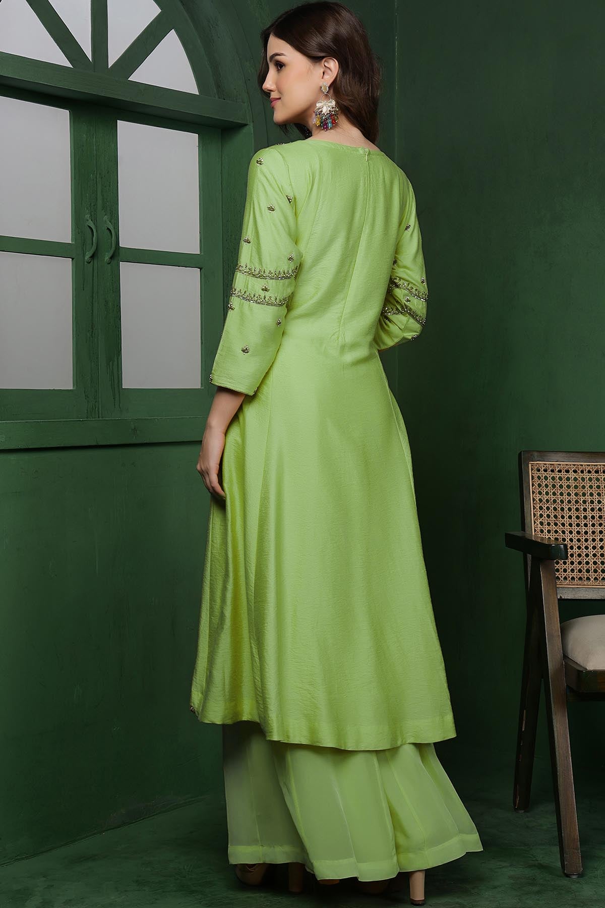 Green Pearl & Cutdana Kurta Set