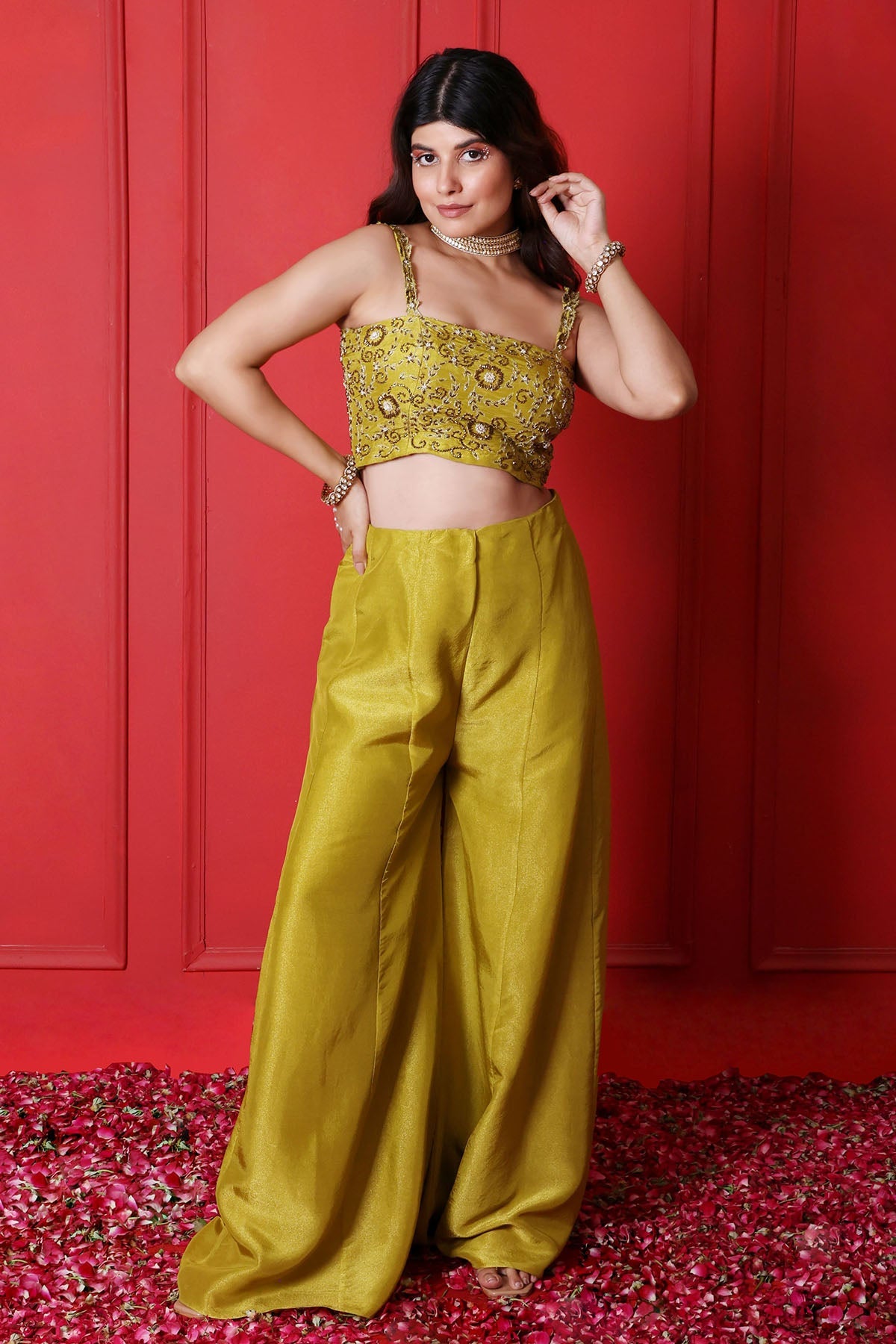 Buy Green Pearl Work Top & Pants by Namita Sharma for women online at ScrollnShops