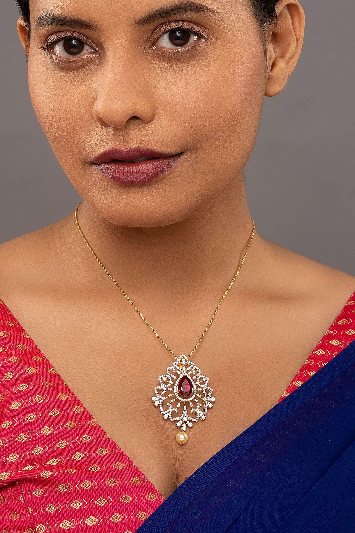 Buy Green & Pink Diamond Pendant for women by Sica online available at scrollnshops