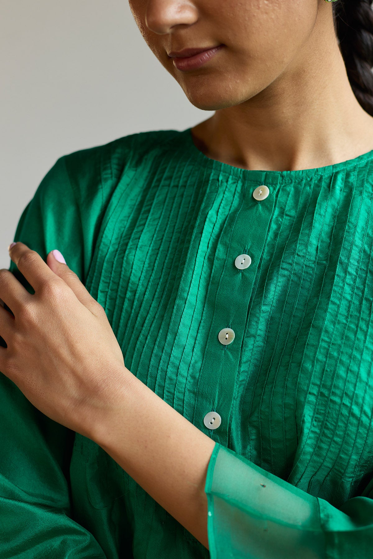 Green Pintuck Detail Co-ord Set