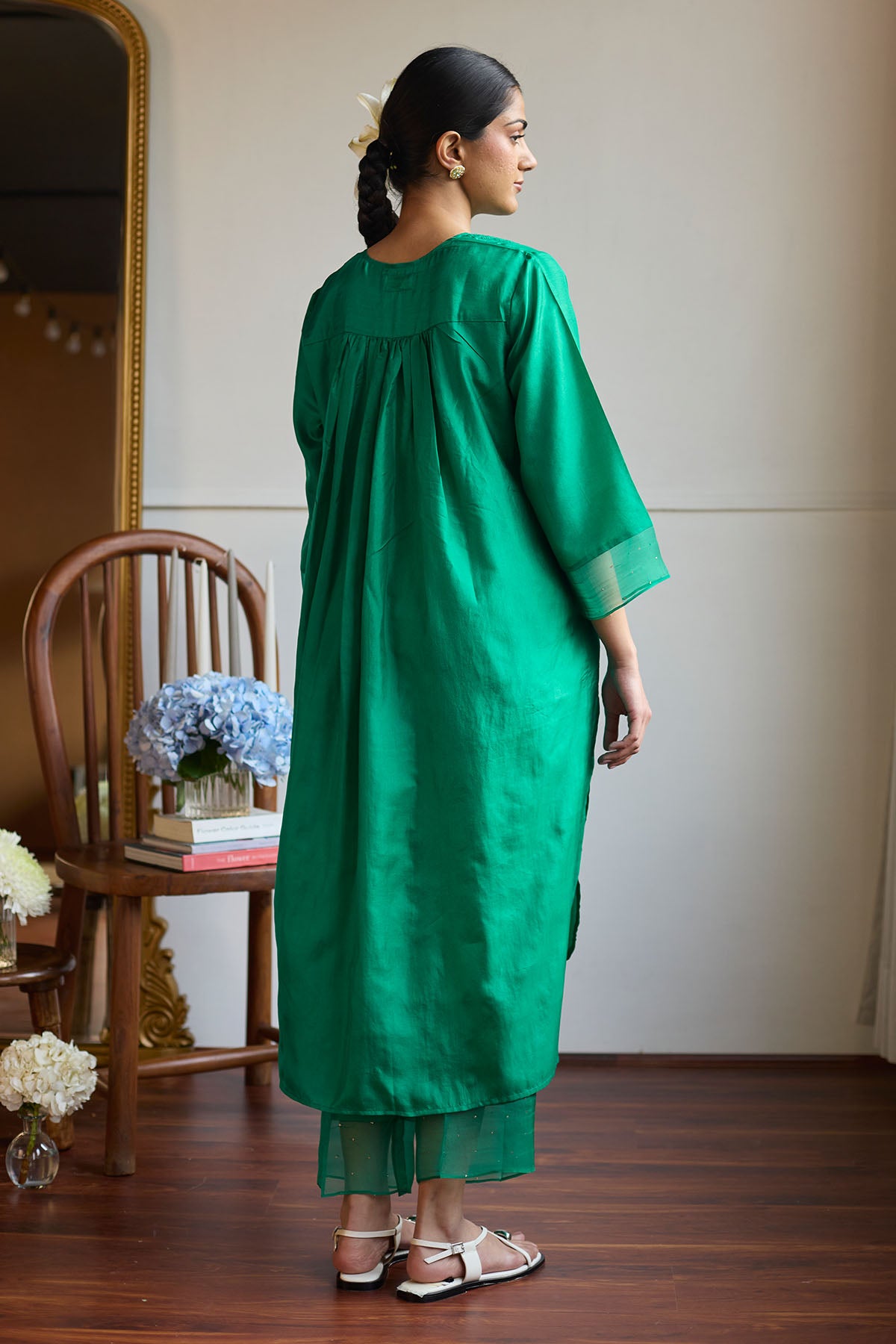 Green Pintuck Detail Co-ord Set