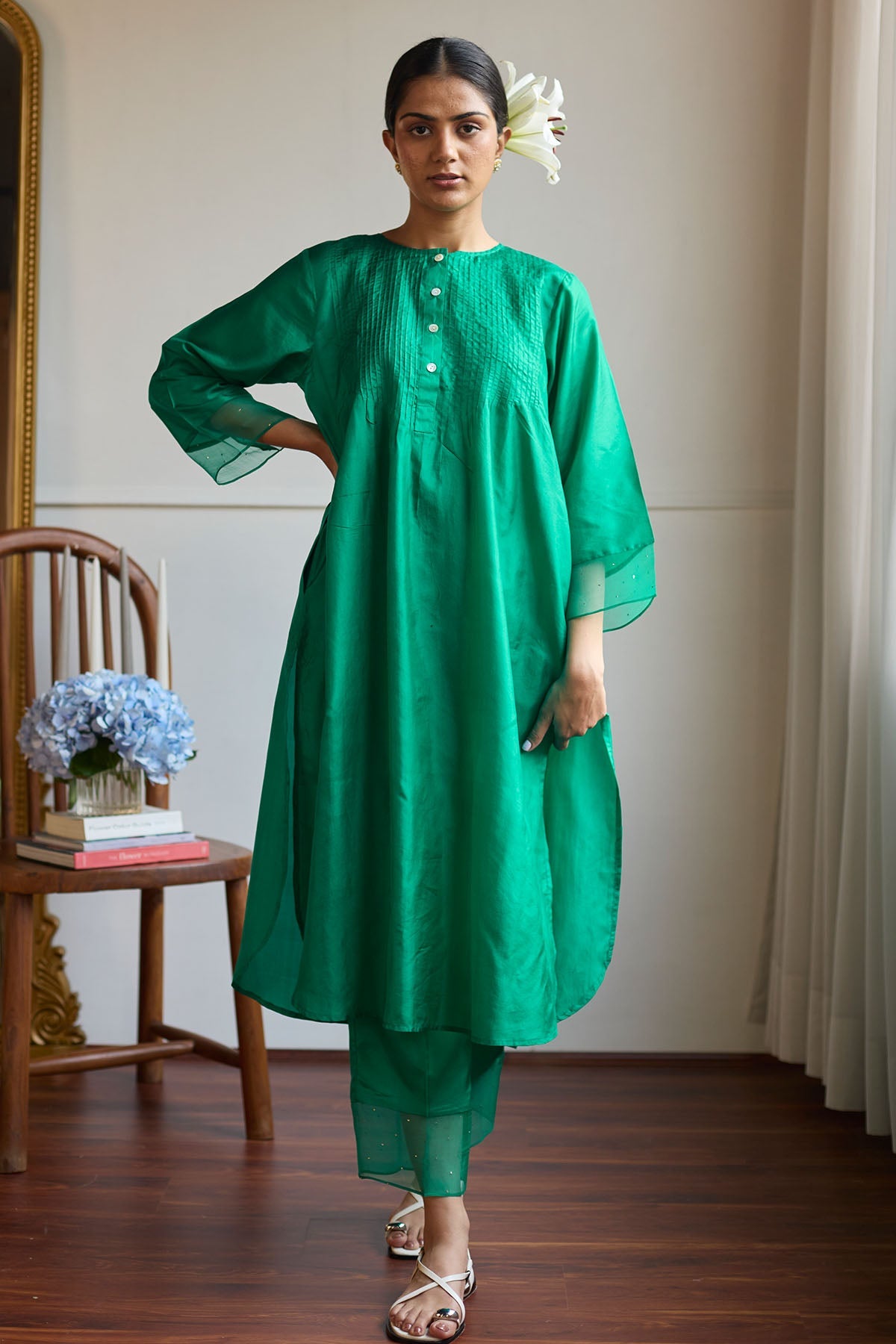 Buy Green Pintuck Detail Co-ord Set by Juanita by Shubhda for women online at ScrollnShops