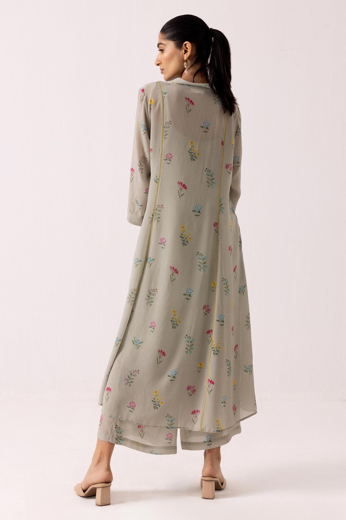 Green Pintuck V-Neck Kurta Set