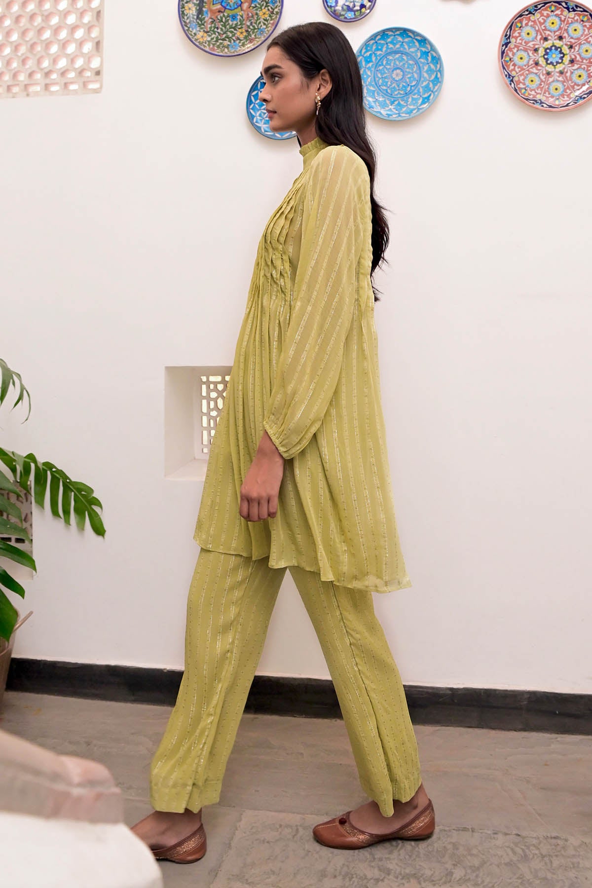 Green Pintux Detail Co-ord Set