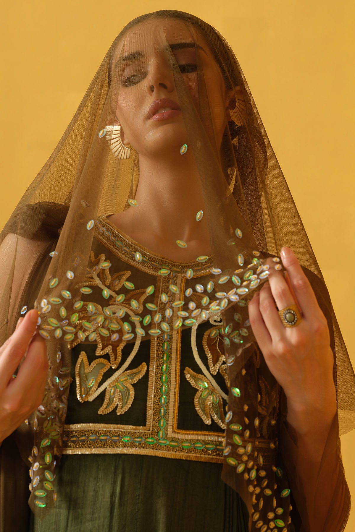 Green Pipes And Sequins Dress