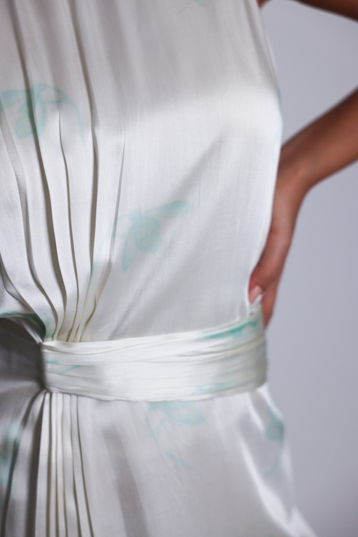 Green Pleated High-Low Dress