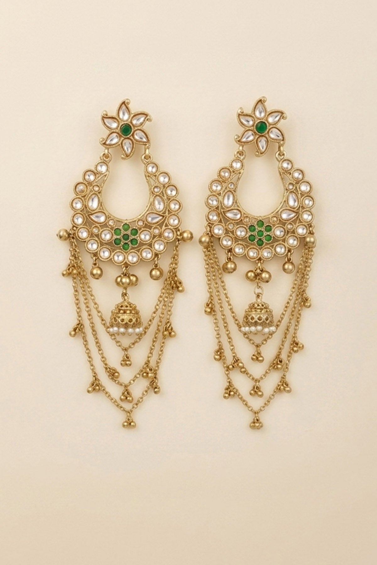 Green Polki Kundan Drop Earring