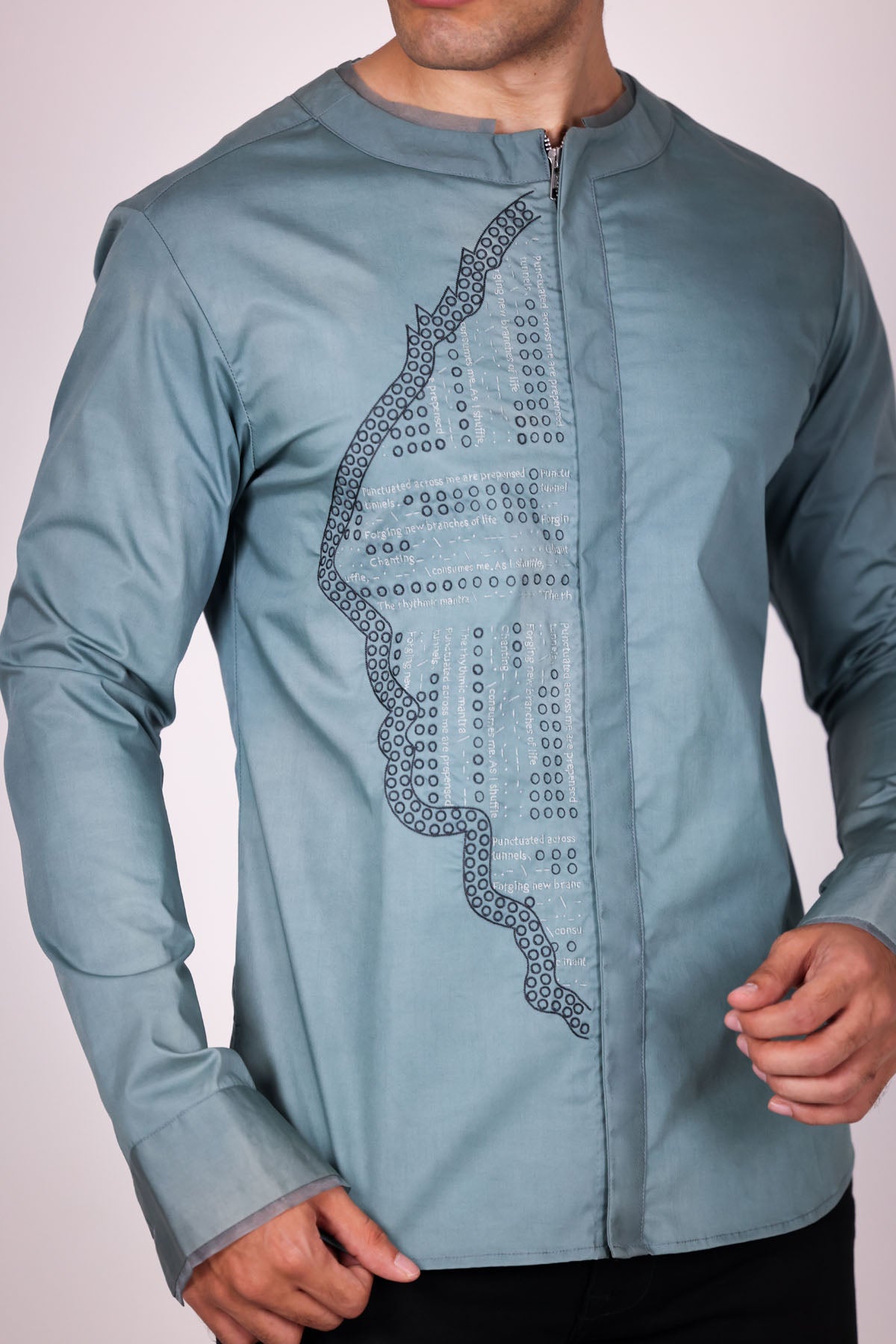 Green Poplin Embroidered Shirt