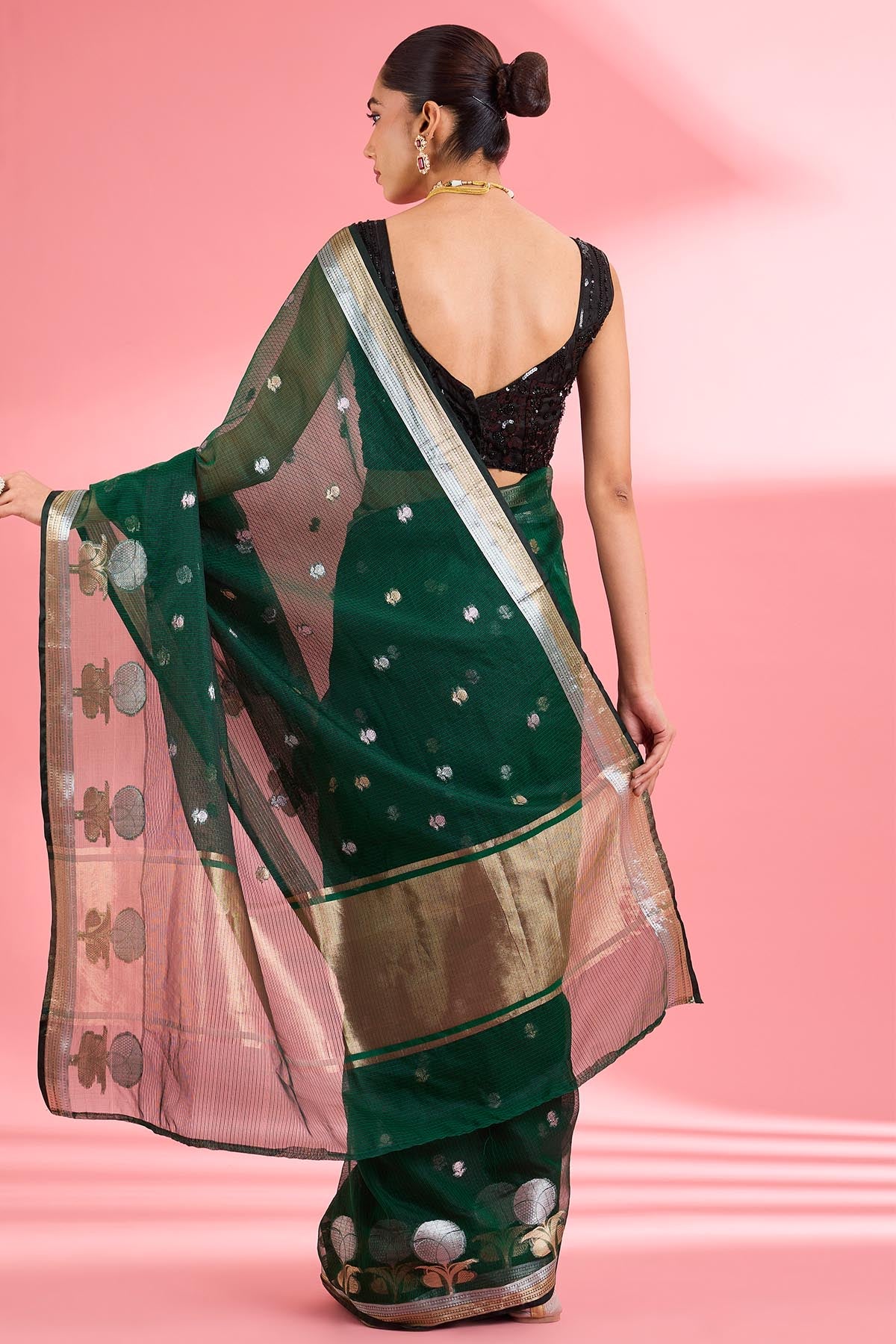 Green Premium Kota Doria Saree