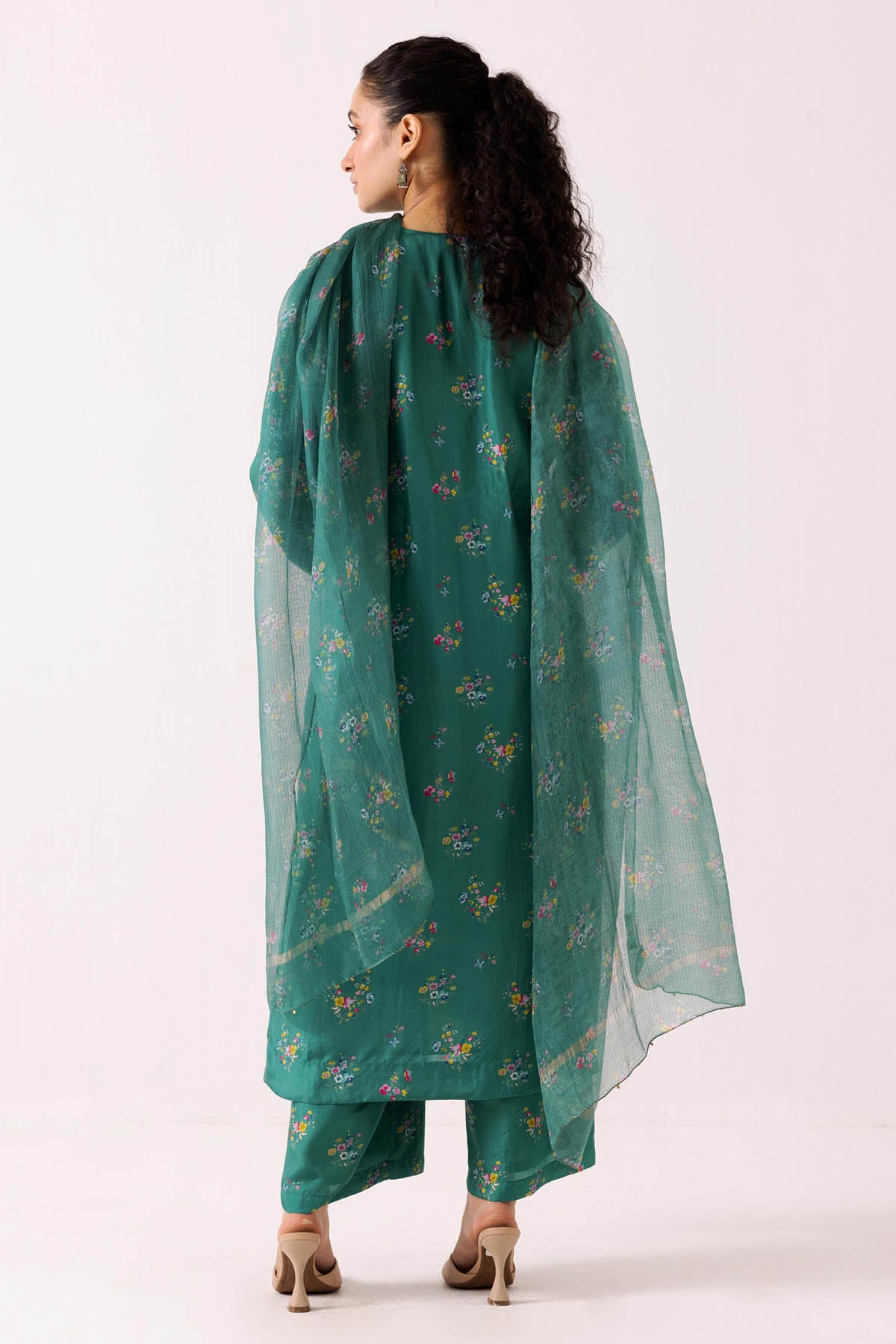 Green Print Straight Kurta Set