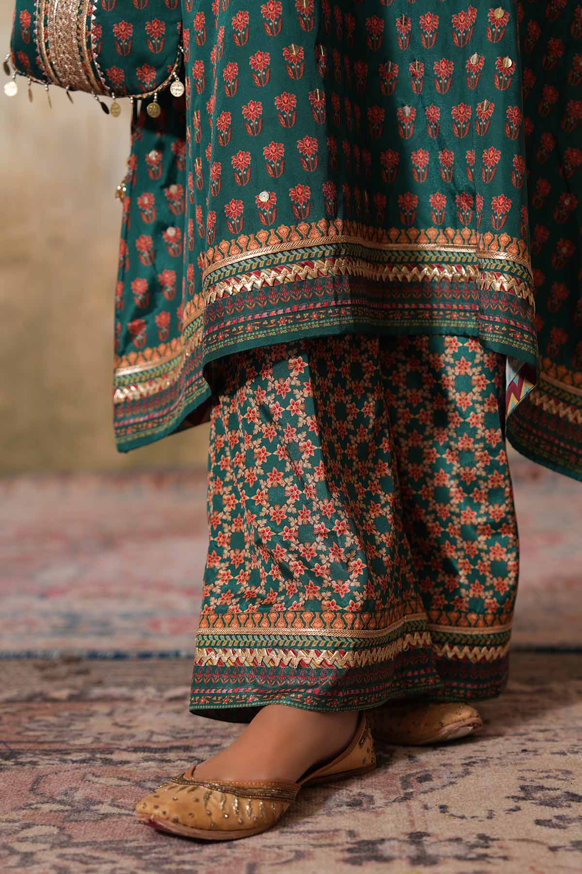 Green Printed Kurta & Palazzo