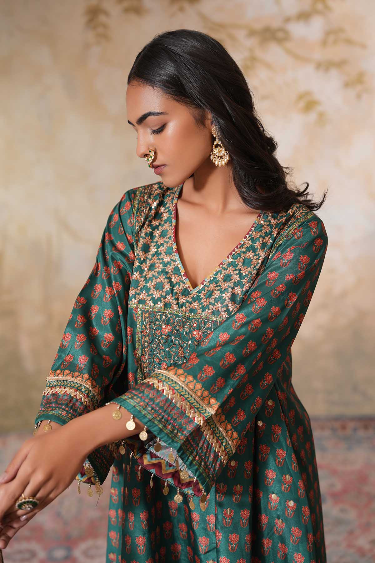 Green Printed Kurta & Palazzo