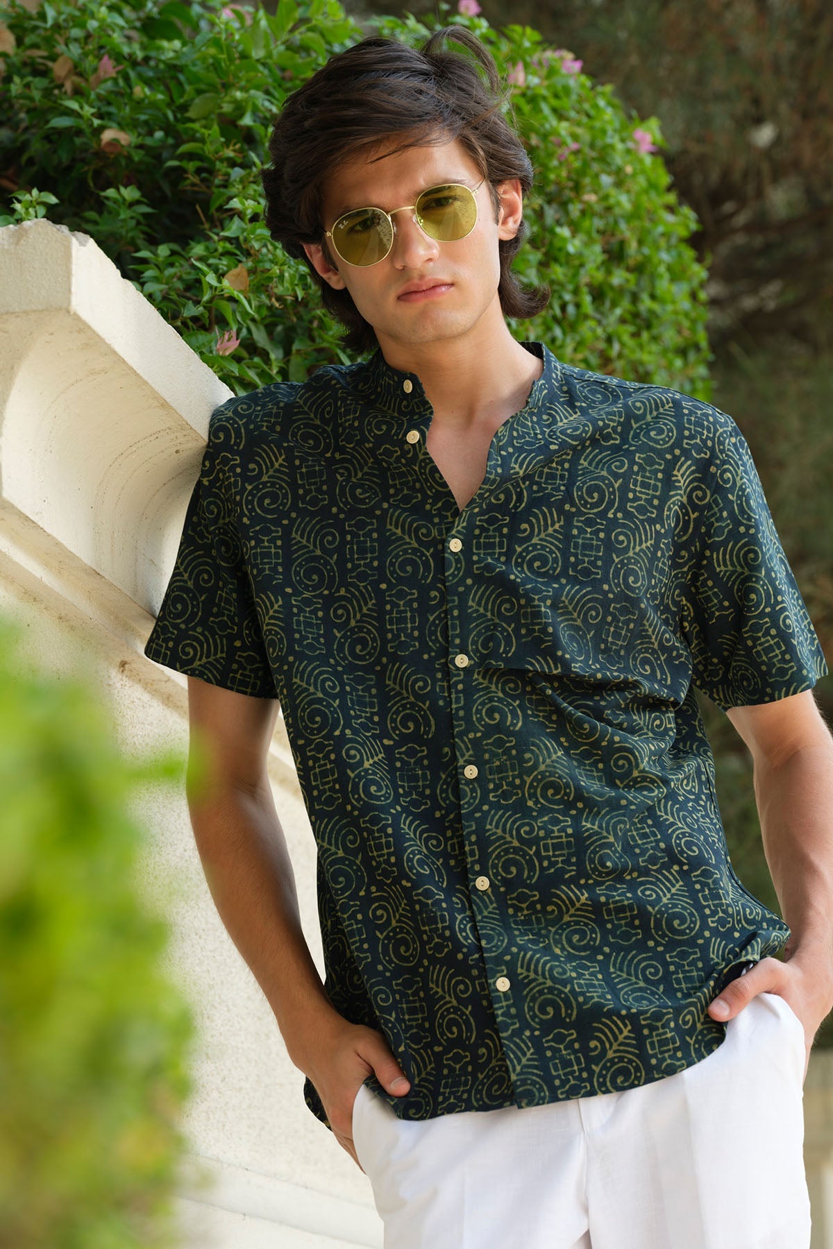 Buy Green Printed Organic Shirt by Vasudhaa Vastrram for men online at ScrollnShops