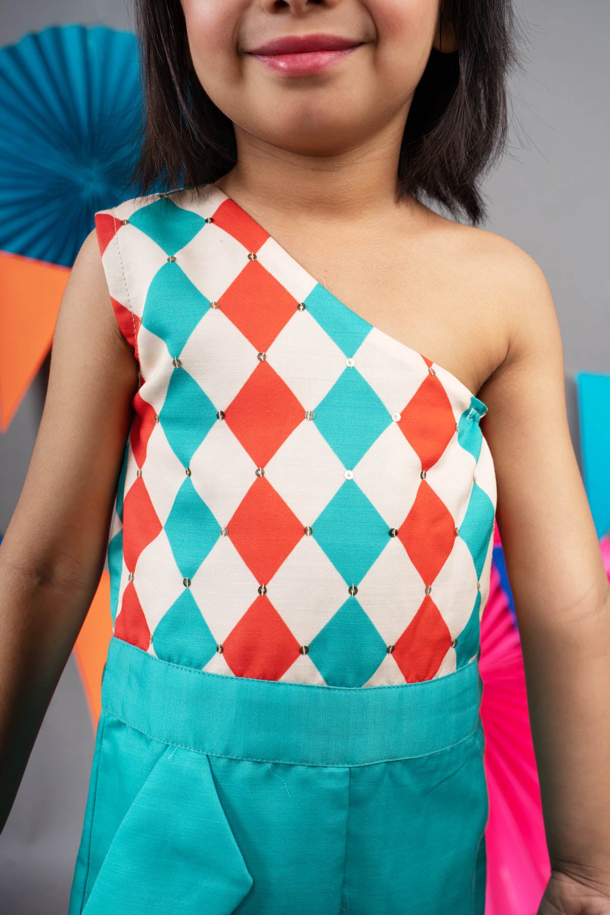 Green Printed Ruffle Jumpsuit