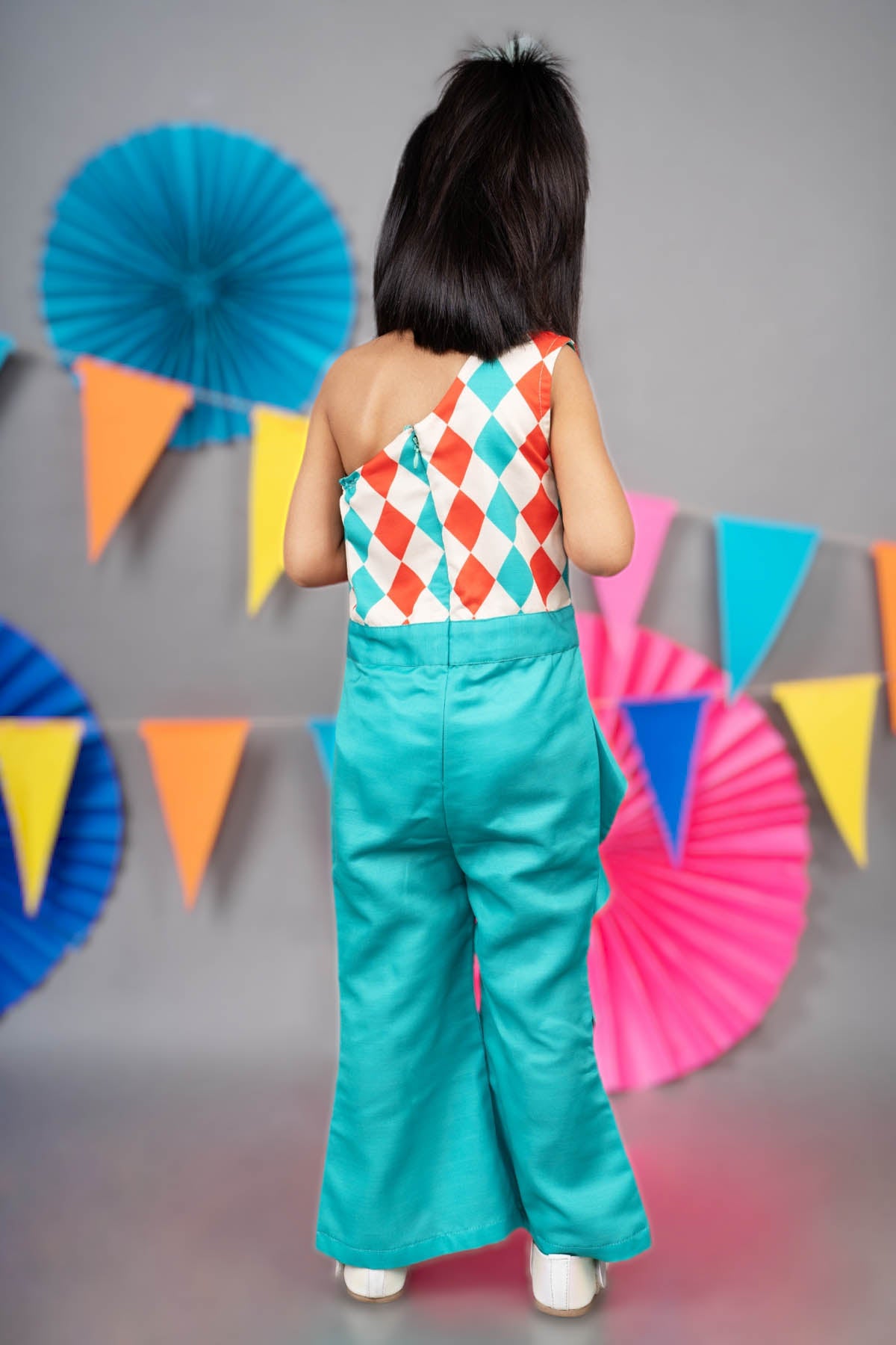 Green Printed Ruffle Jumpsuit