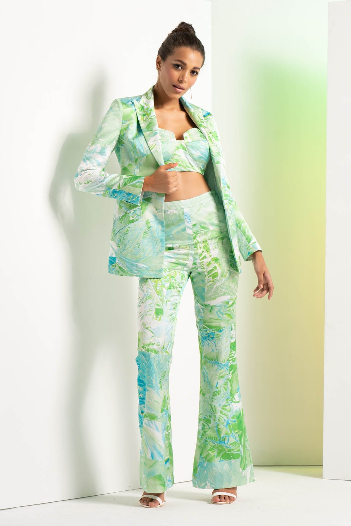 Buy Green Printed Satin Co-ord Set by Mandira Wirk